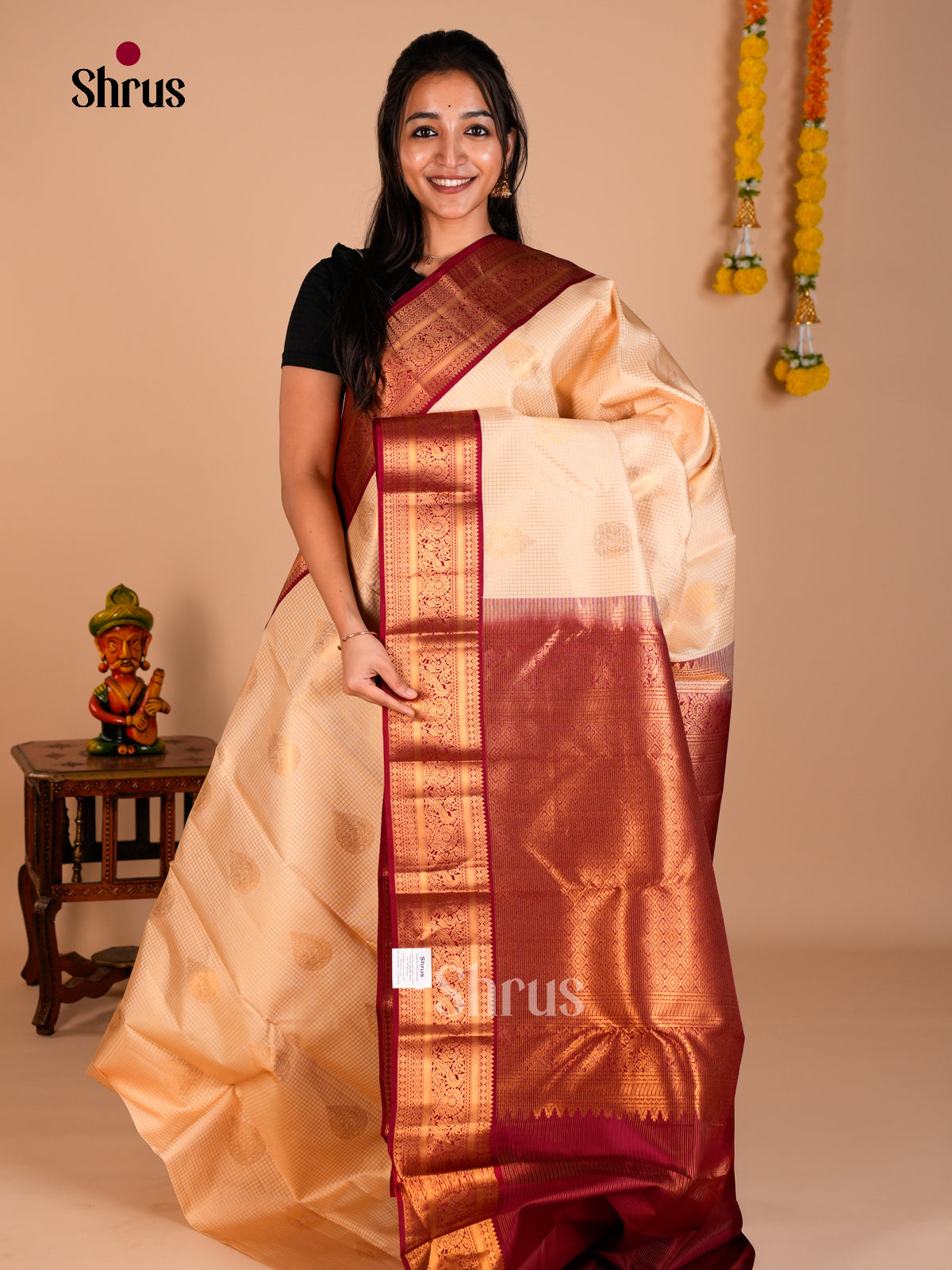 Kanchipuram silk Saree - ECS06184 - Shop on Shrus.com