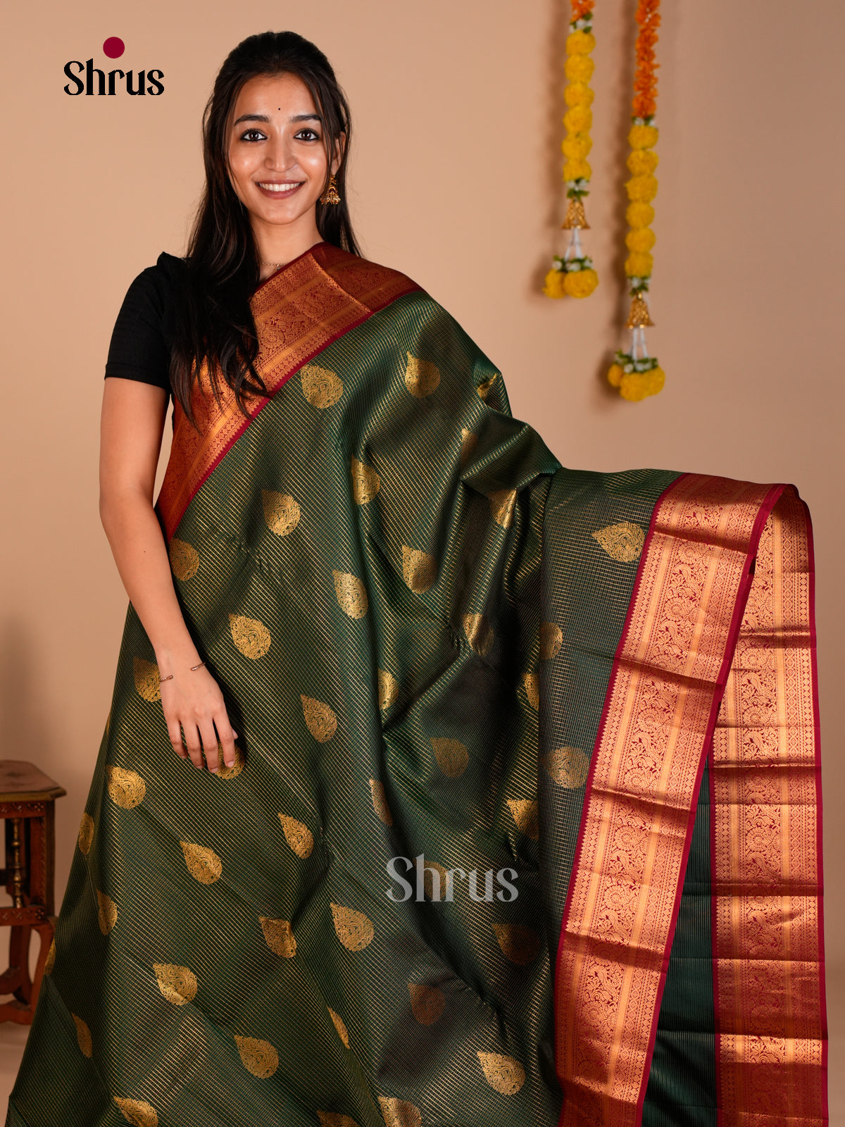 Kanchipuram silk Saree - ECS06185 - Shop on Shrus.com