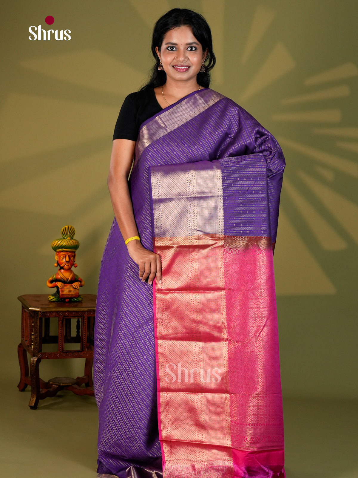 Semi Kanchipuram Saree - ECS09051 - Shop on Shrus.com