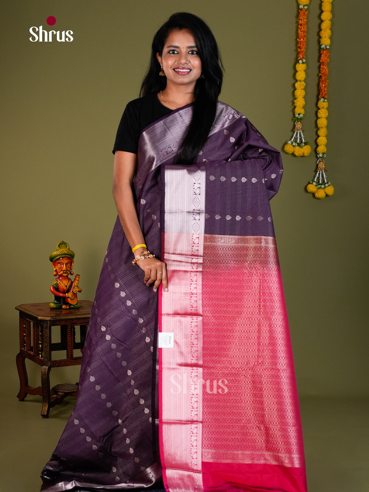 Semi Kanchipuram Saree - ECS09055 - Shop on Shrus.com