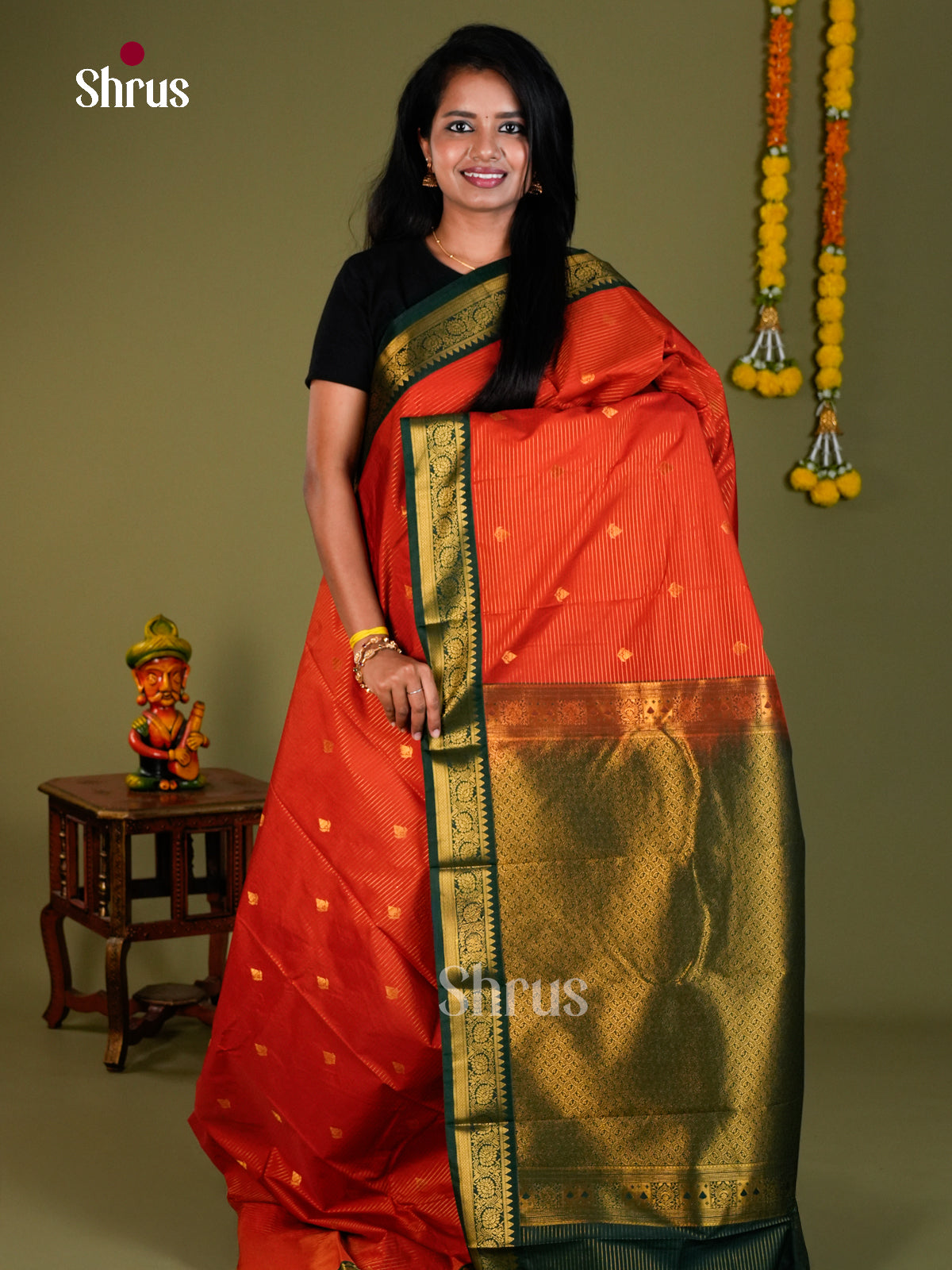 Semi Kanchipuram Saree - ECS09155 - Shop on Shrus.com