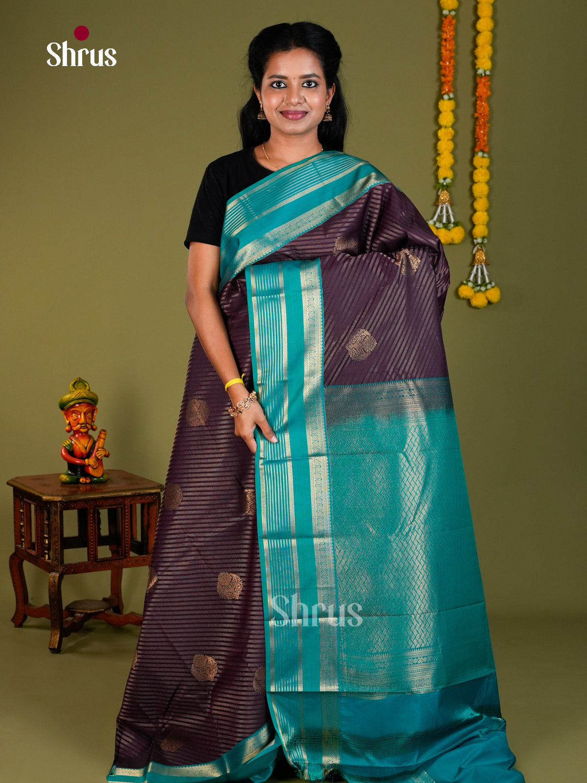 Semi Kanchipuram Saree - ECS09183 - Shop on Shrus.com