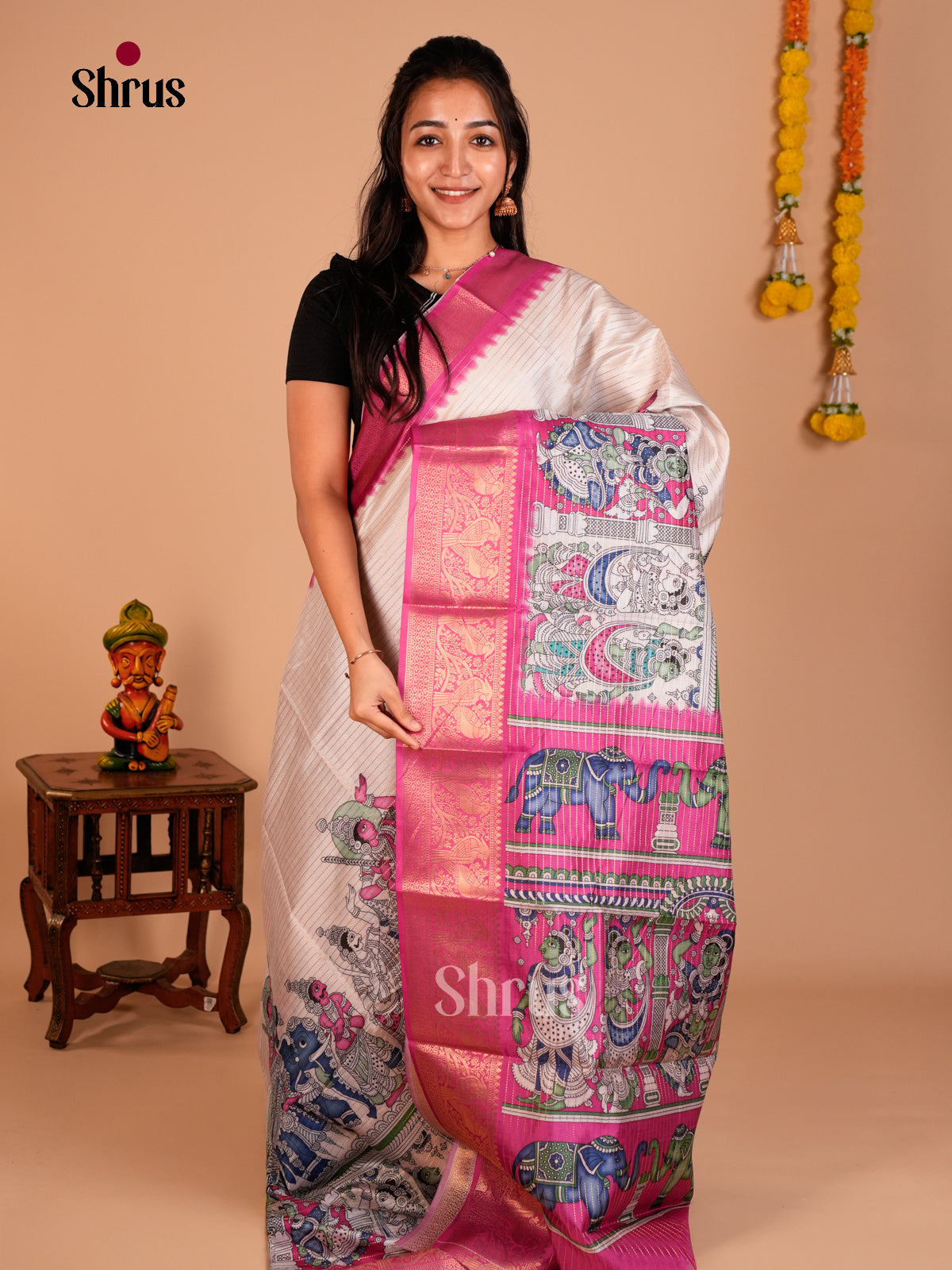 Semi Tussar Saree - ECS09272 - Shop on Shrus.com