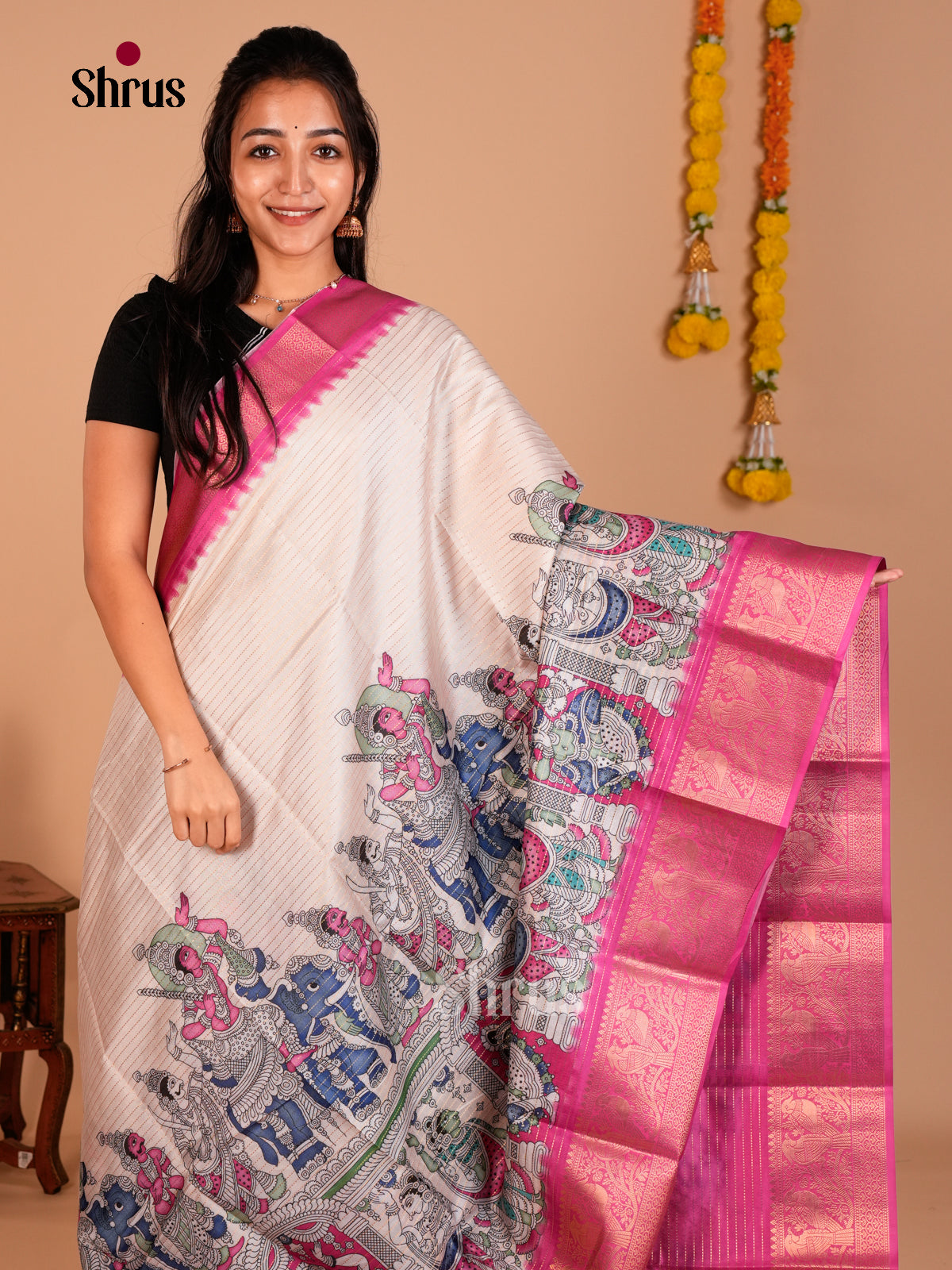 Semi Tussar Saree - ECS09272 - Shop on Shrus.com