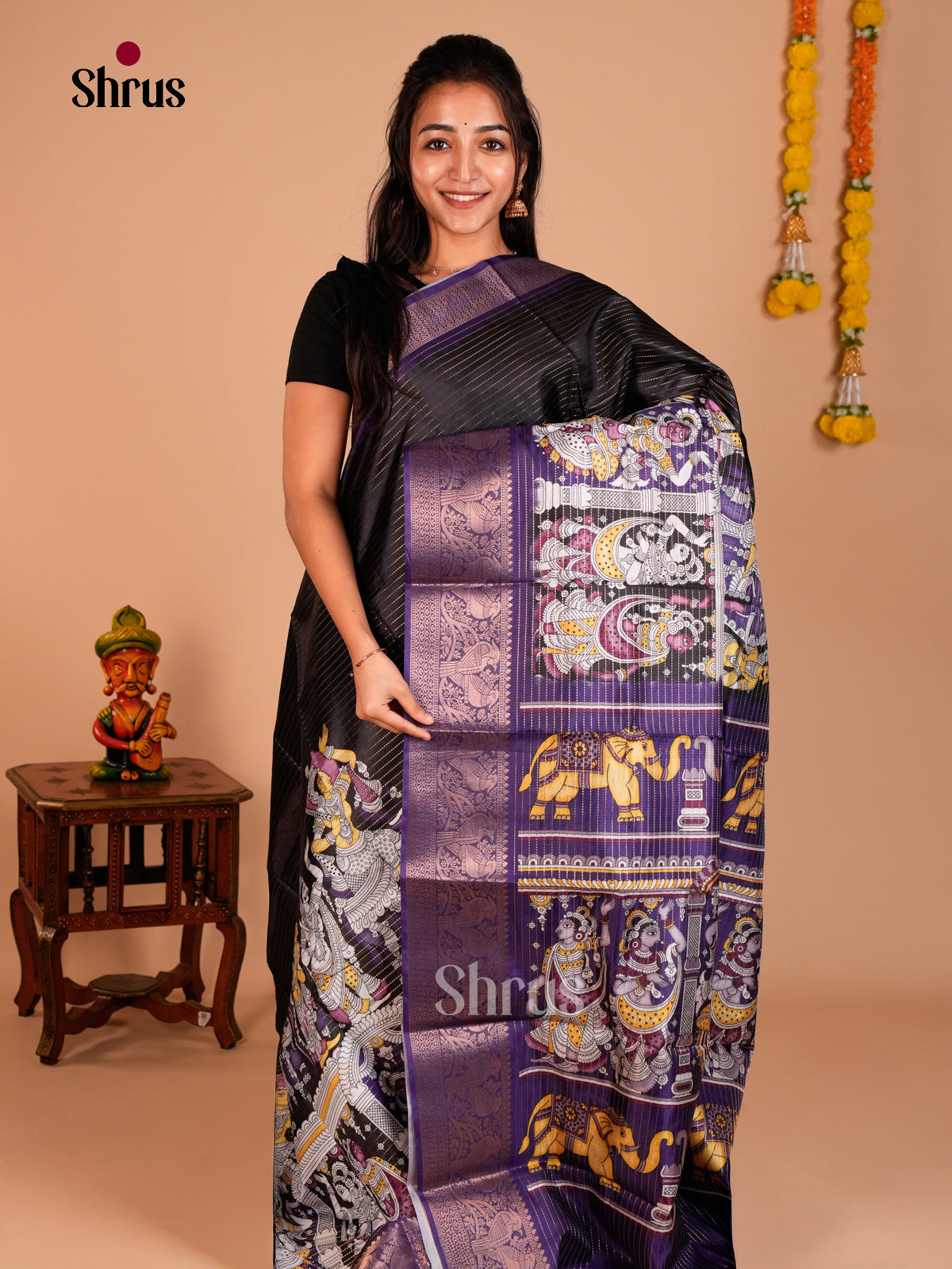 Semi Tussar Saree - ECS09273 - Shop on Shrus.com