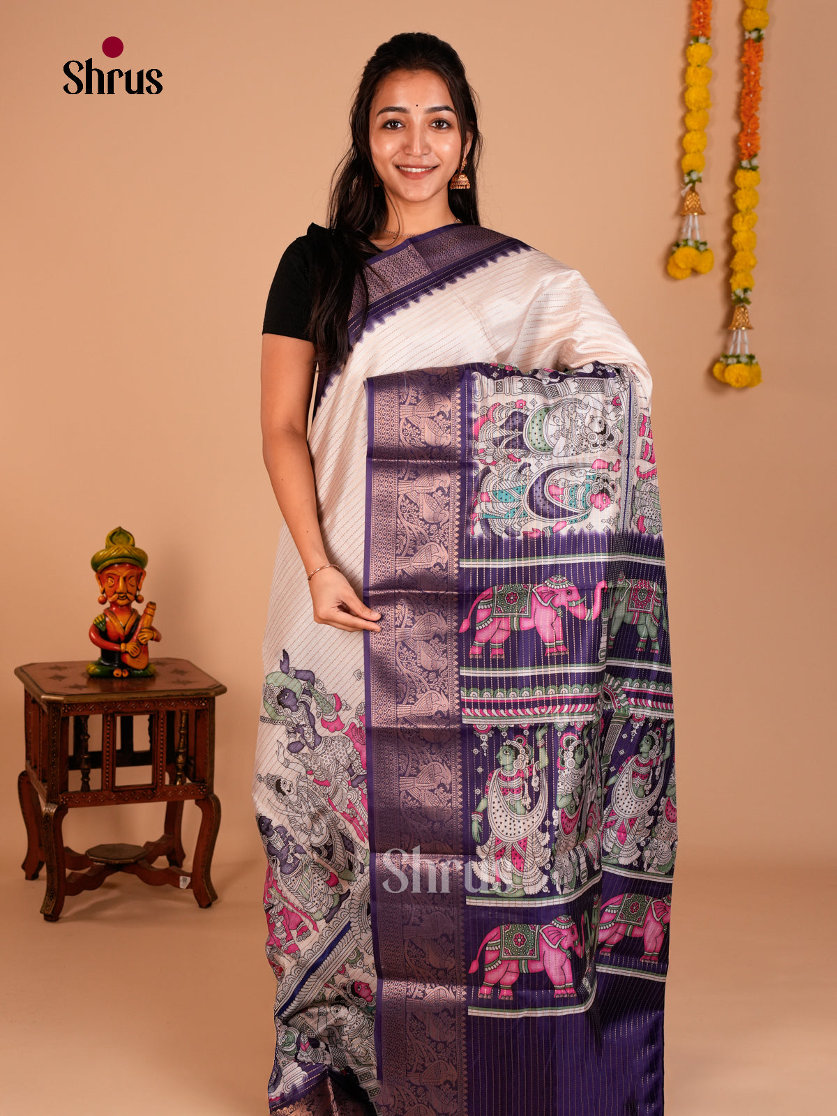 Semi Tussar Saree - ECS09274 - Shop on Shrus.com