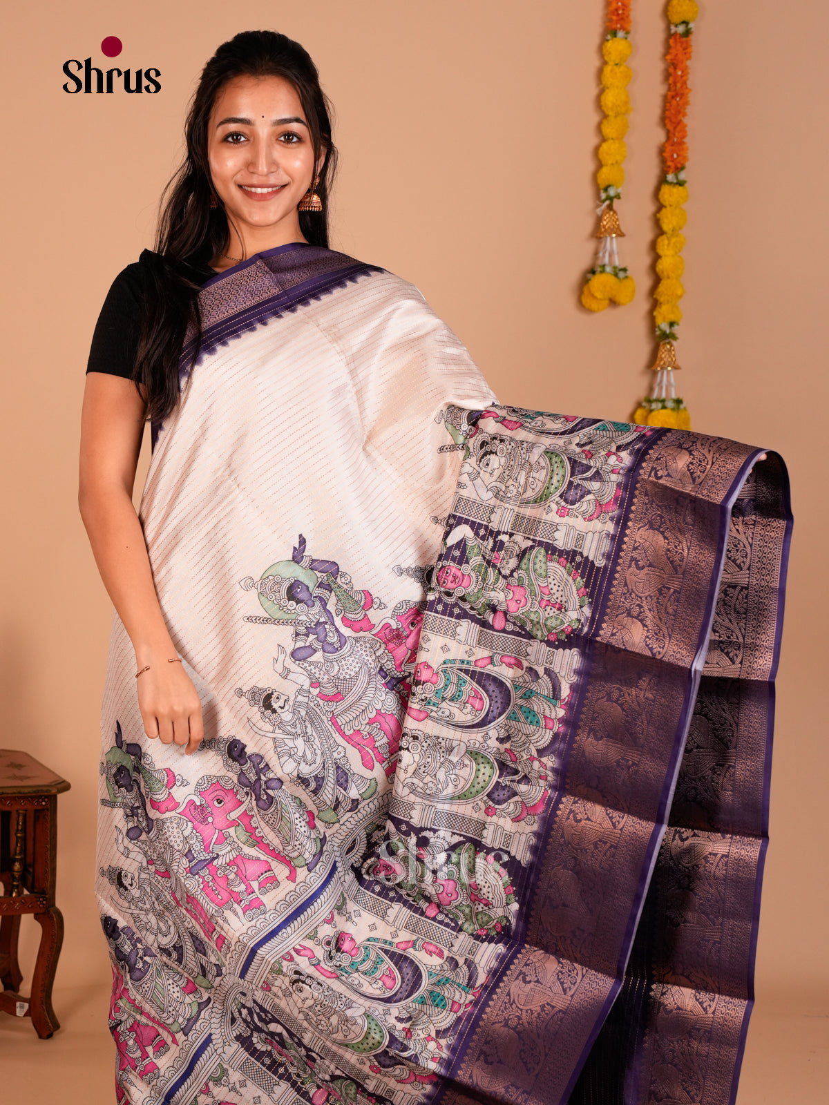 Semi Tussar Saree - ECS09274 - Shop on Shrus.com