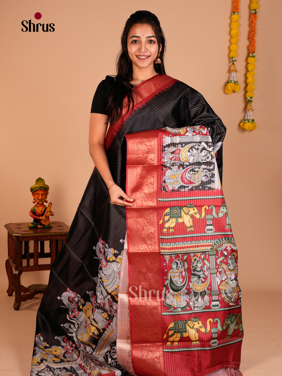 Semi Tussar Saree - ECS09275 - Shop on Shrus.com