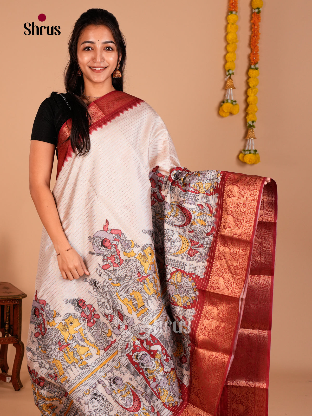 Semi Tussar Saree - ECS09278 - Shop on Shrus.com