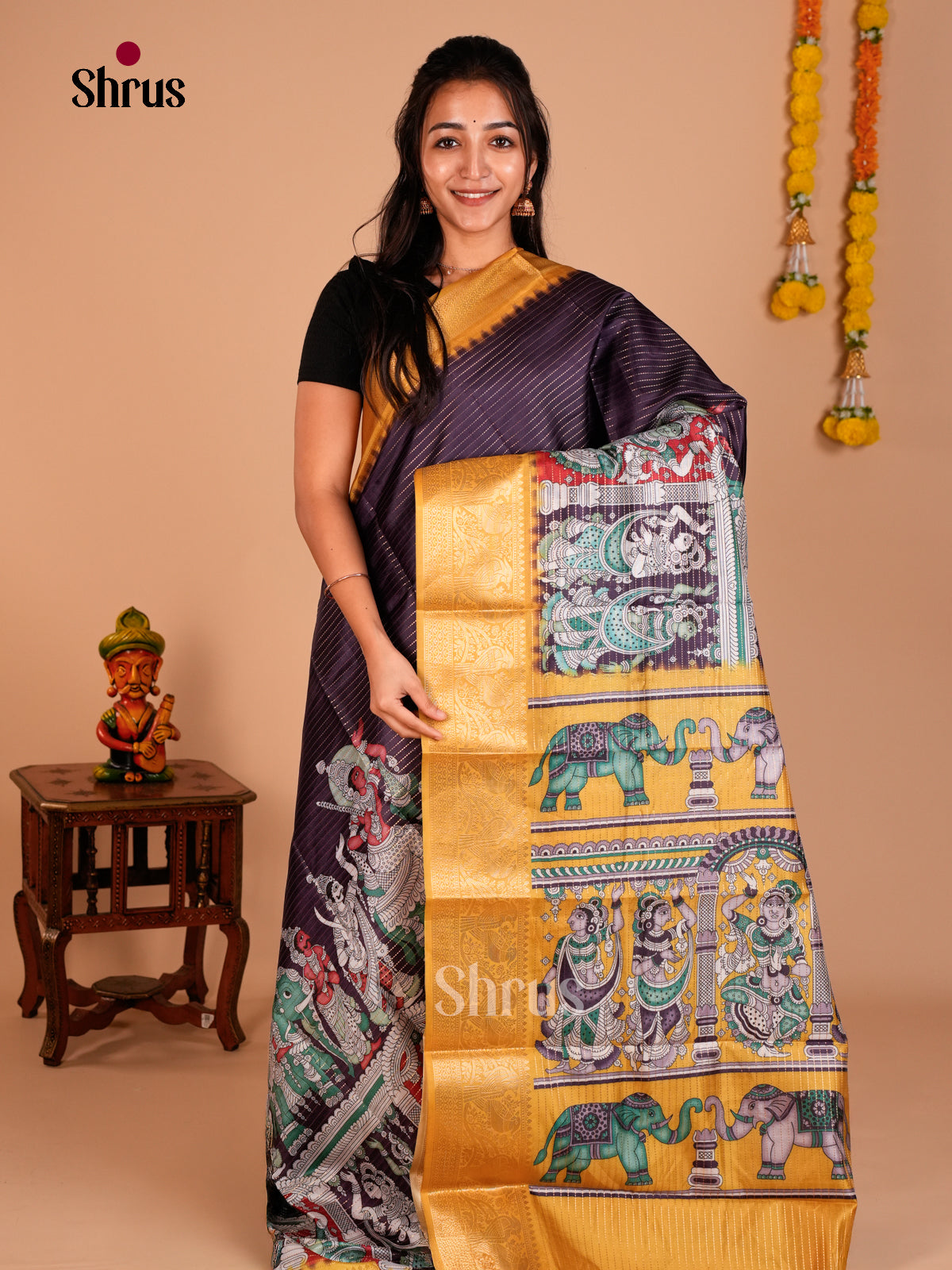 Semi Tussar Saree - ECS09281 - Shop on Shrus.com