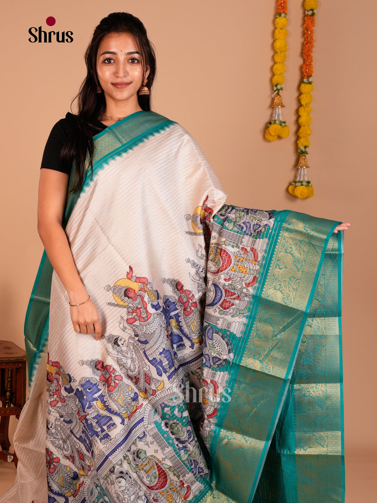 Semi Tussar Saree - ECS09282 - Shop on Shrus.com