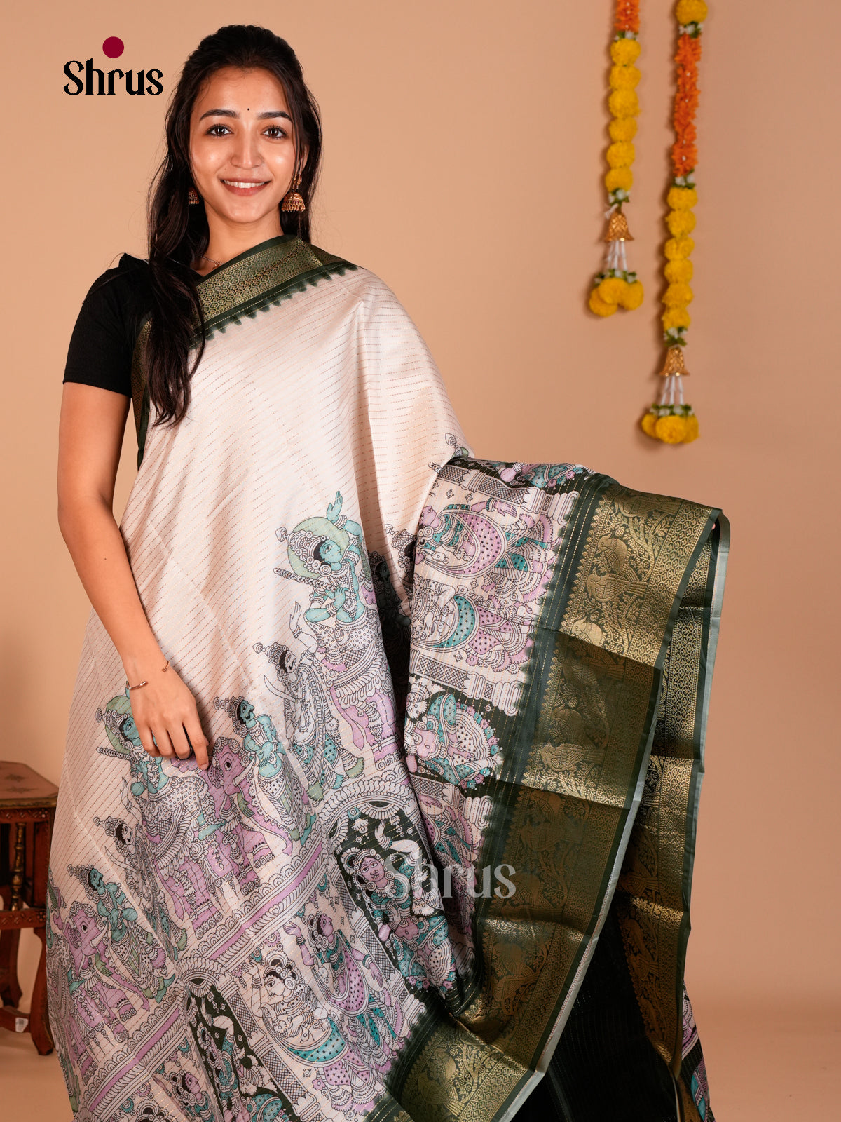 Semi Tussar Saree - ECS09284 - Shop on Shrus.com