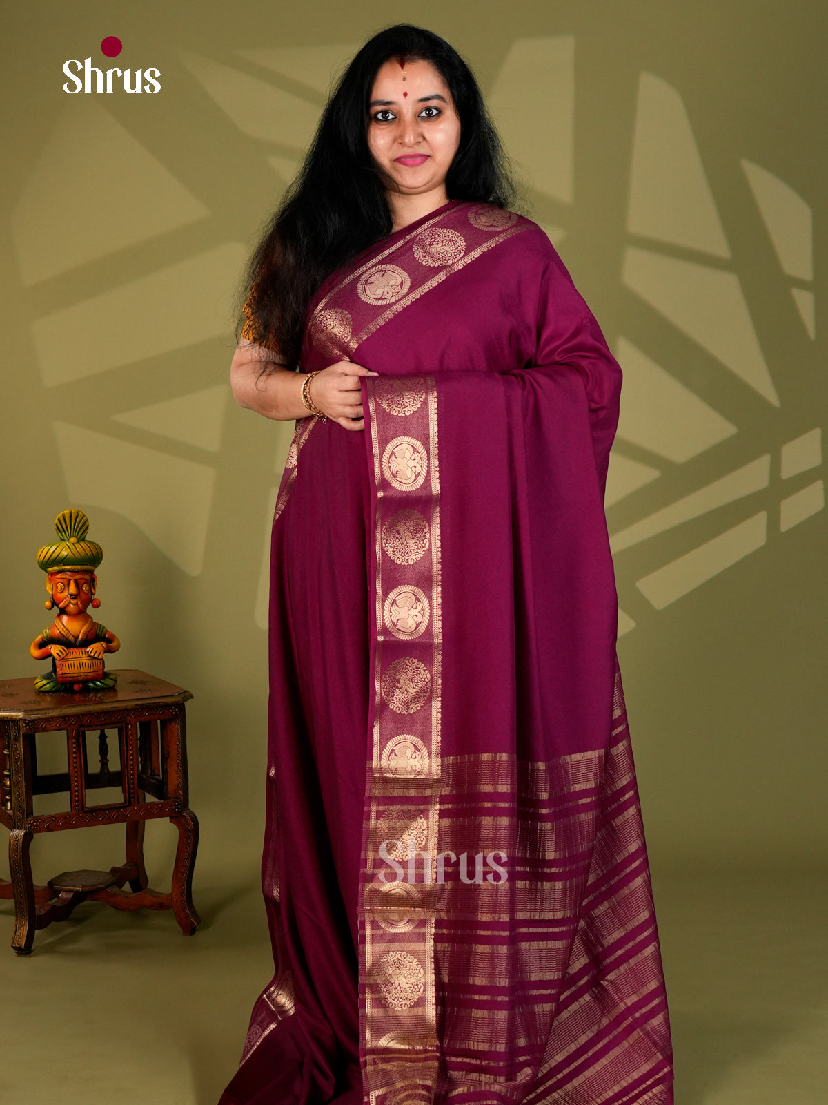 Semi Mysoresilk Saree - ECS11343 - Shop on Shrus.com