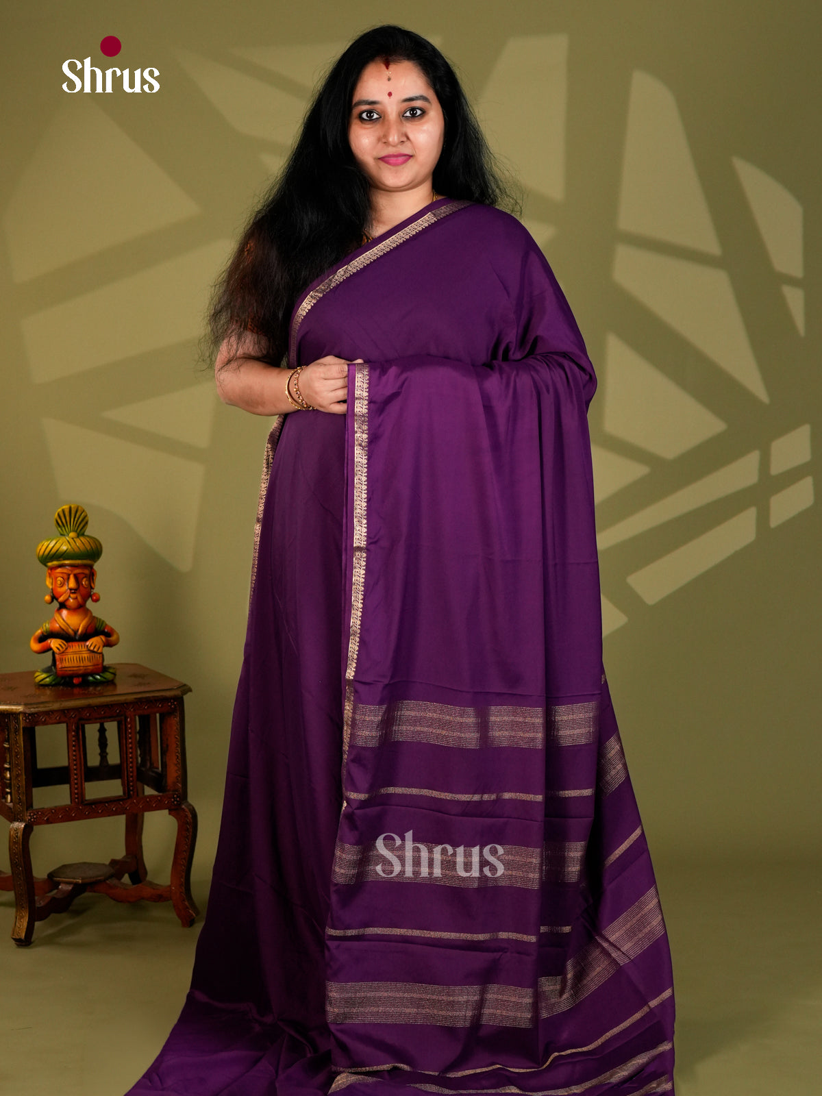 Semi Mysoresilk Saree - ECS11359 - Shop on Shrus.com