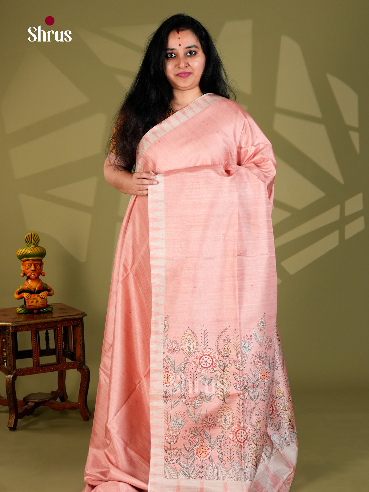 Printed Semi Tussar Saree - ECS12015 - Shop on Shrus.com