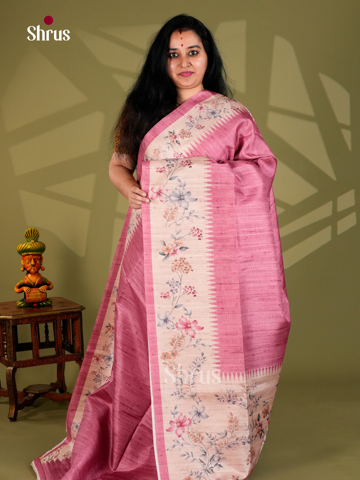 Printed Semi Tussar Saree - ECS12019 - Shop on Shrus.com