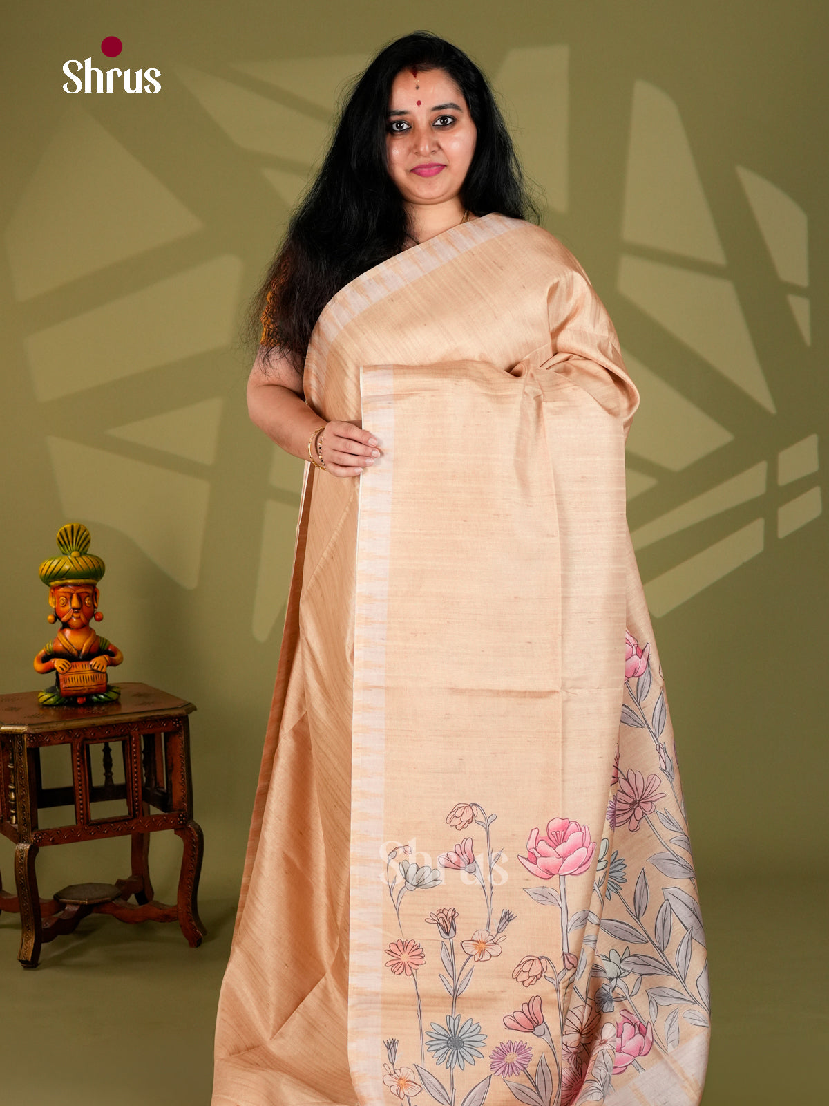 Printed Semi Tussar Saree - ECS12024 - Shop on Shrus.com