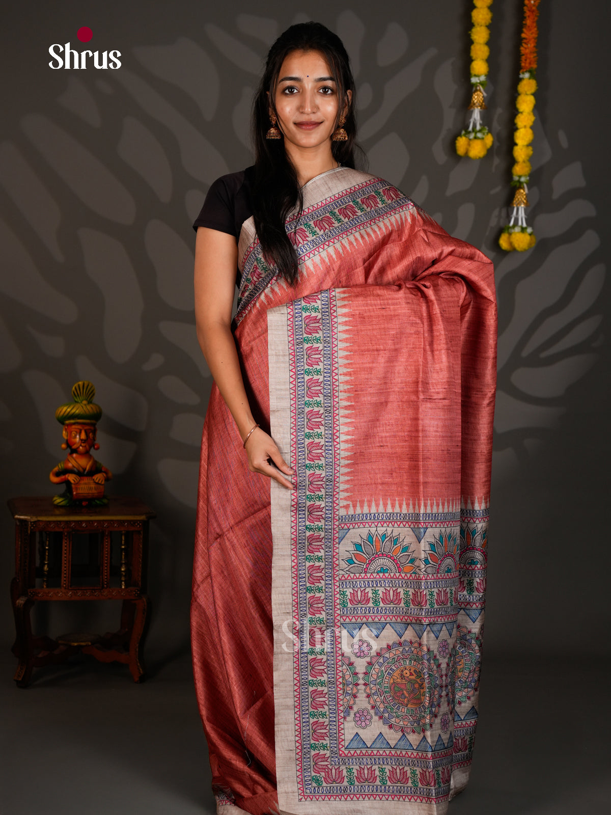 Printed Semi Tussar Saree - ECS12033 - Shop on Shrus.com