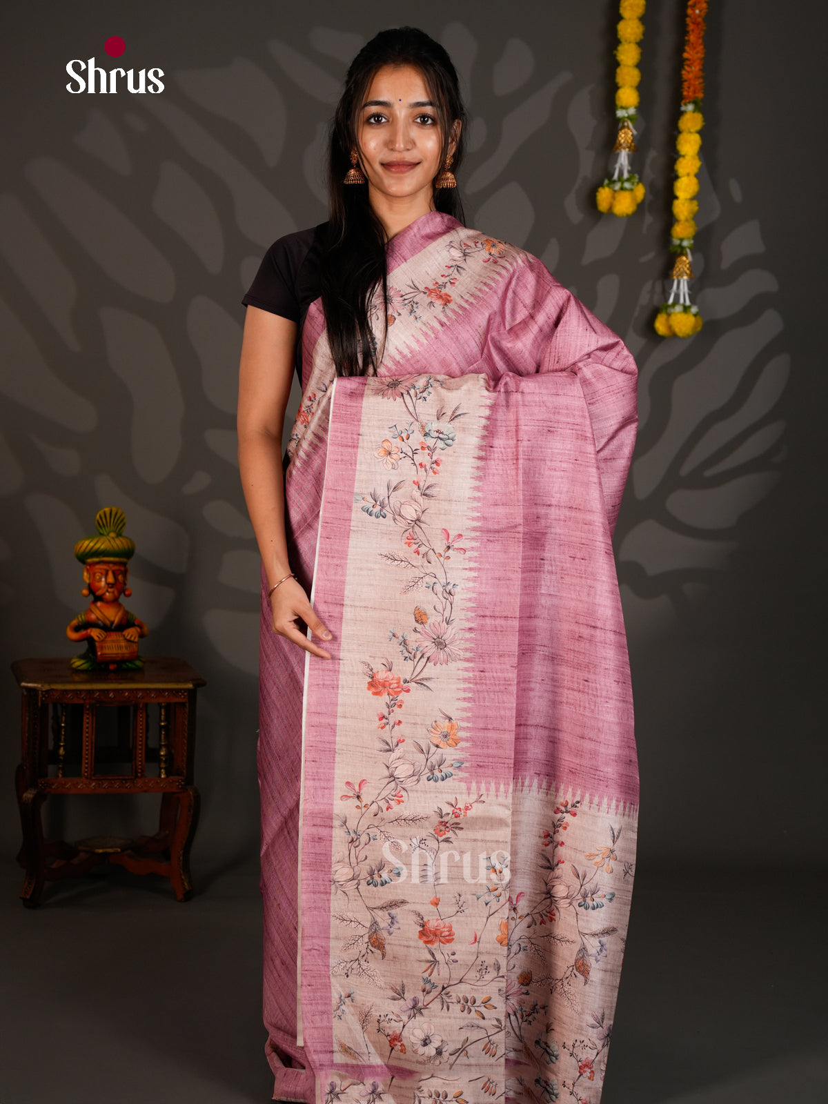Printed Semi Tussar Saree - ECS12041 - Shop on Shrus.com