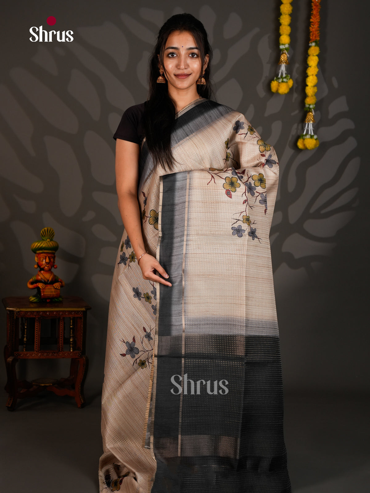 Printed Semi Tussar Saree - ECS12053 - Shop on Shrus.com