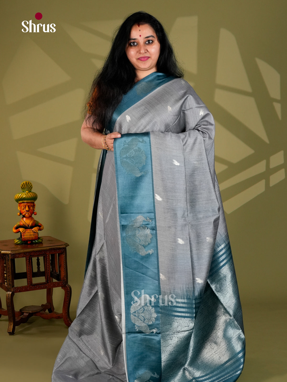 Printed Semi Tussar Saree - ECS12057 - Shop on Shrus.com