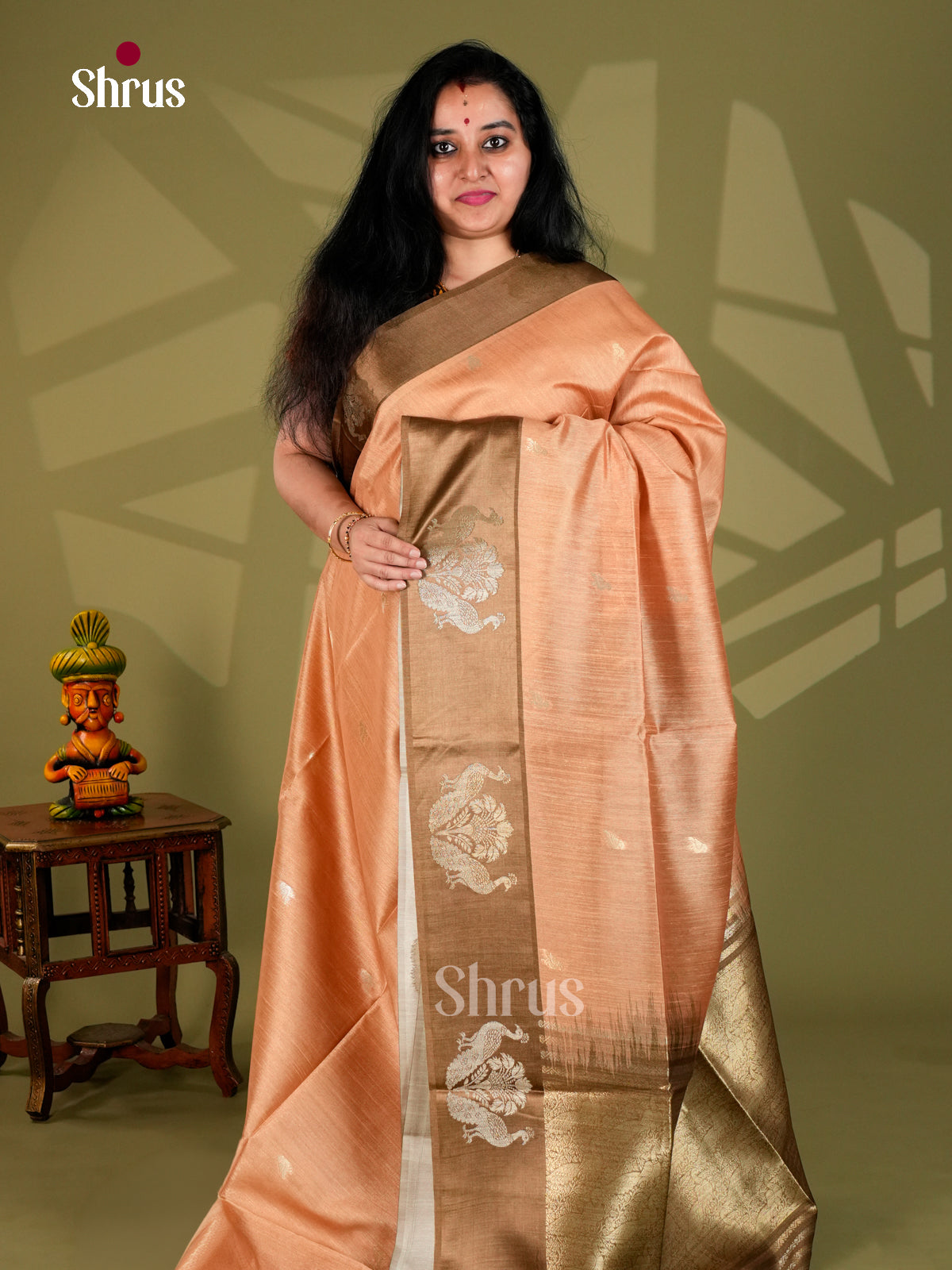 Printed Semi Tussar Saree - ECS12059 - Shop on Shrus.com