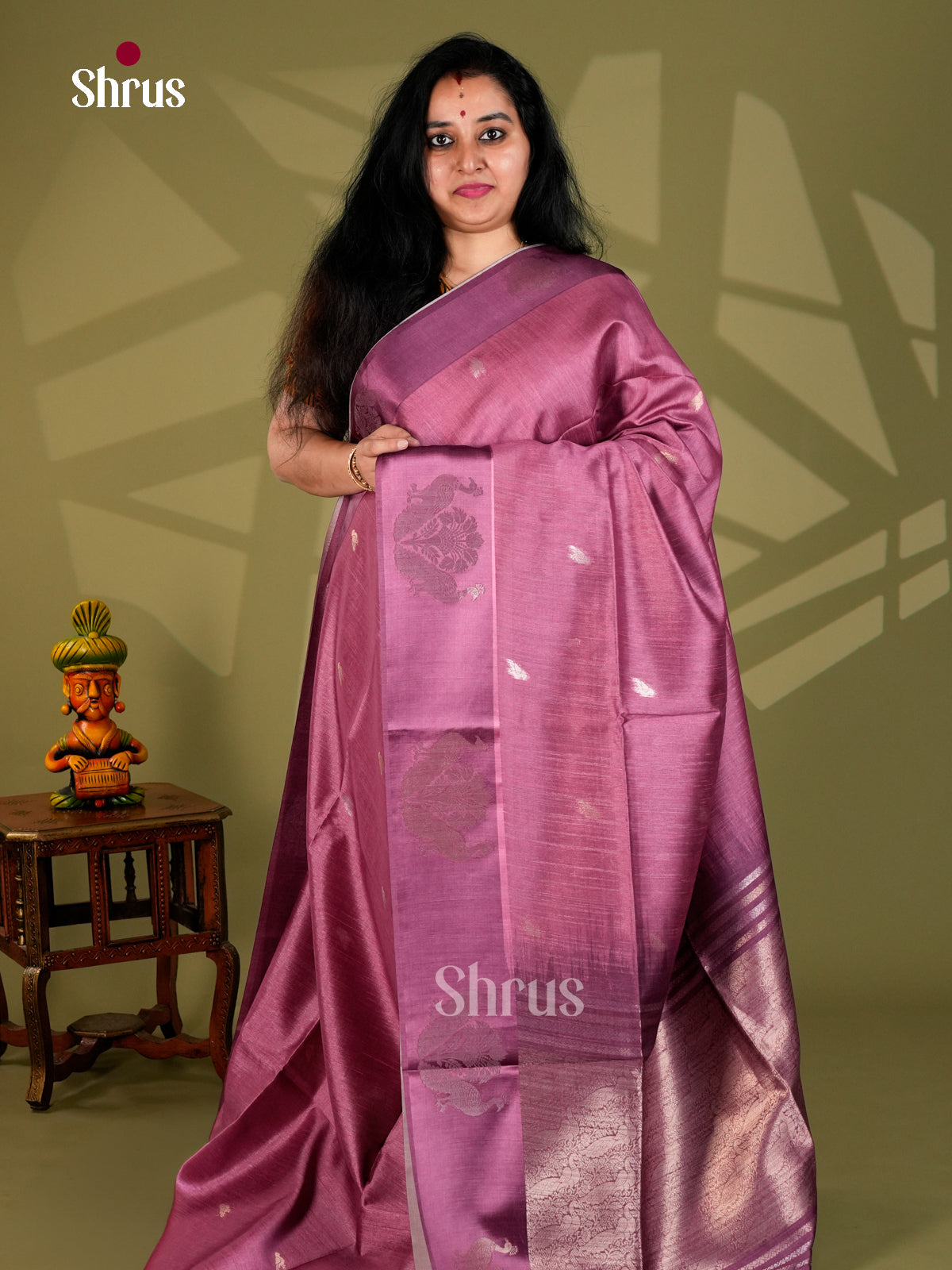 Printed Semi Tussar Saree - ECS12061 - Shop on Shrus.com