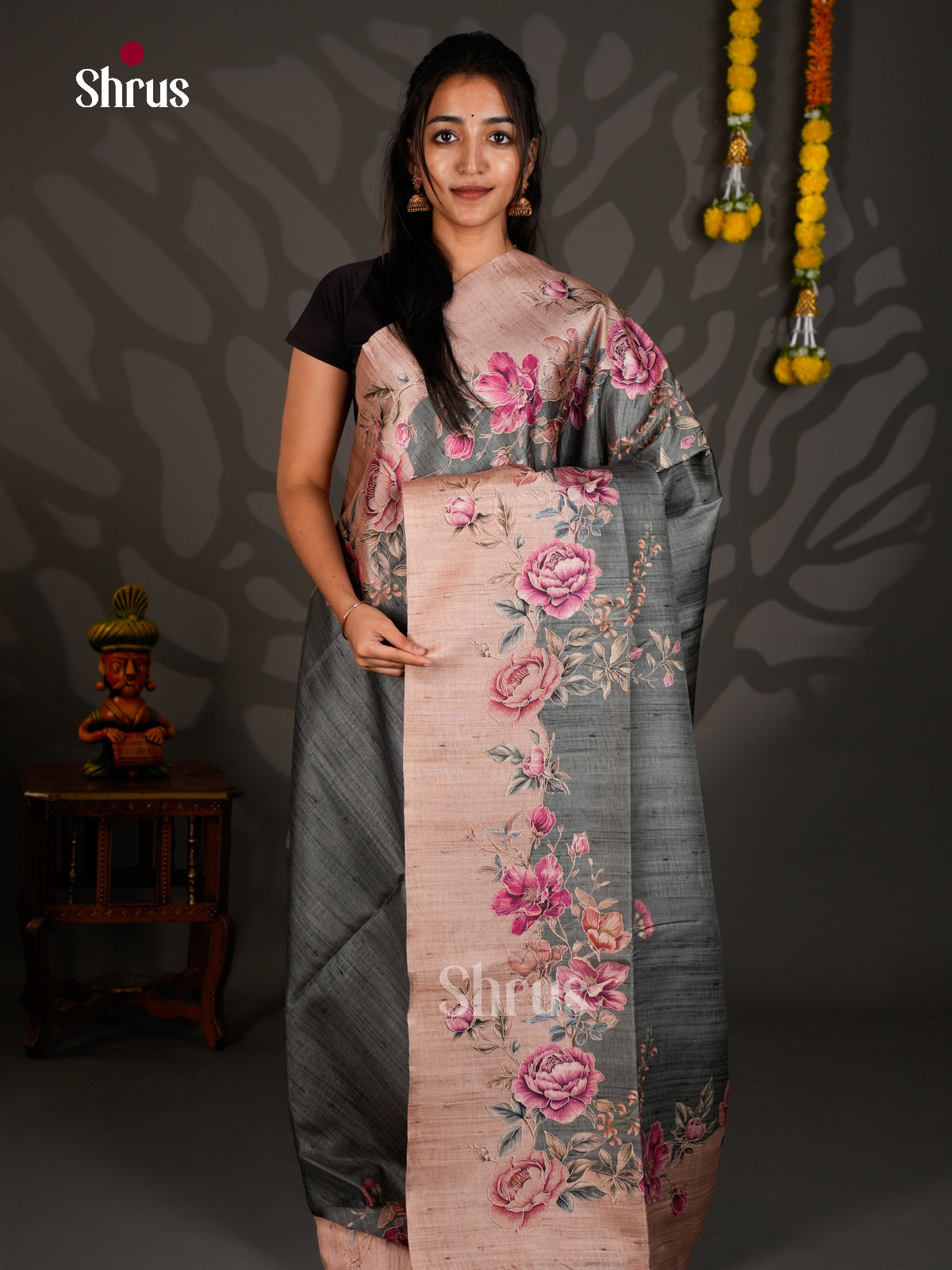 Printed Semi Tussar Saree - ECS12066 - Shop on Shrus.com