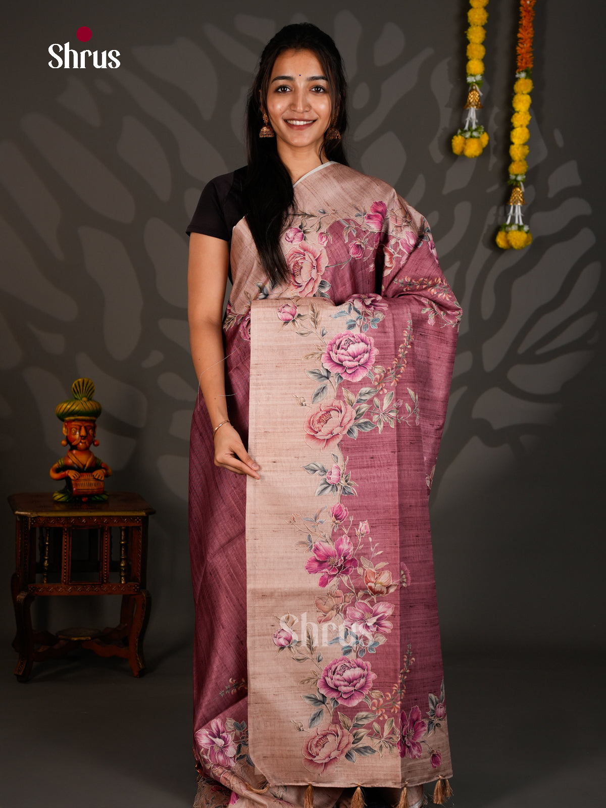 Printed Semi Tussar Saree - ECS12069 - Shop on Shrus.com