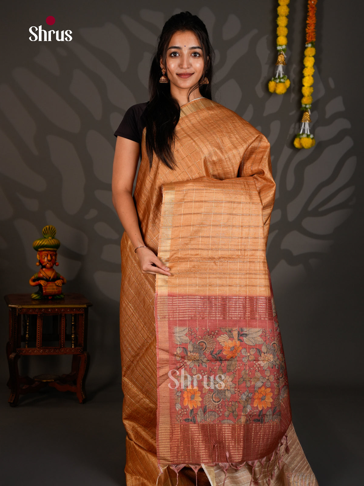 Semi Tussar Saree - ECS12072 - Shop on Shrus.com