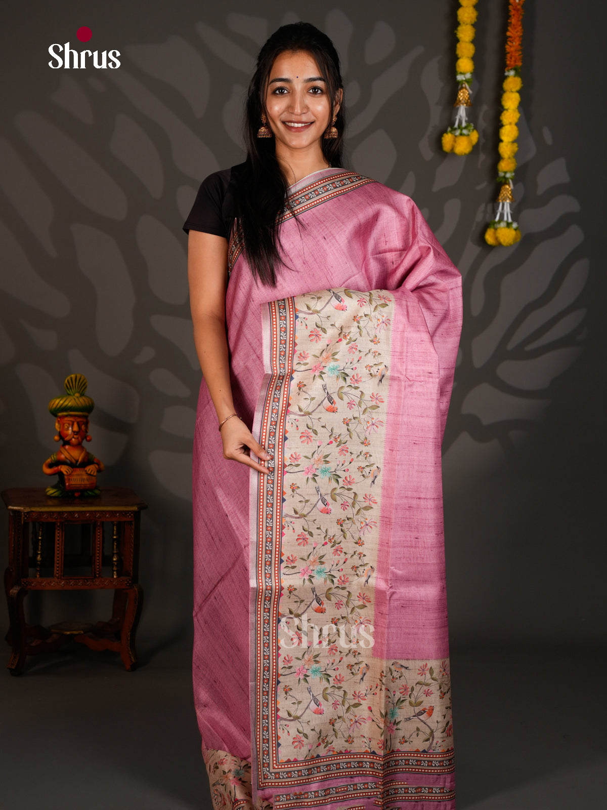 Printed Semi Tussar Saree - ECS12078 - Shop on Shrus.com