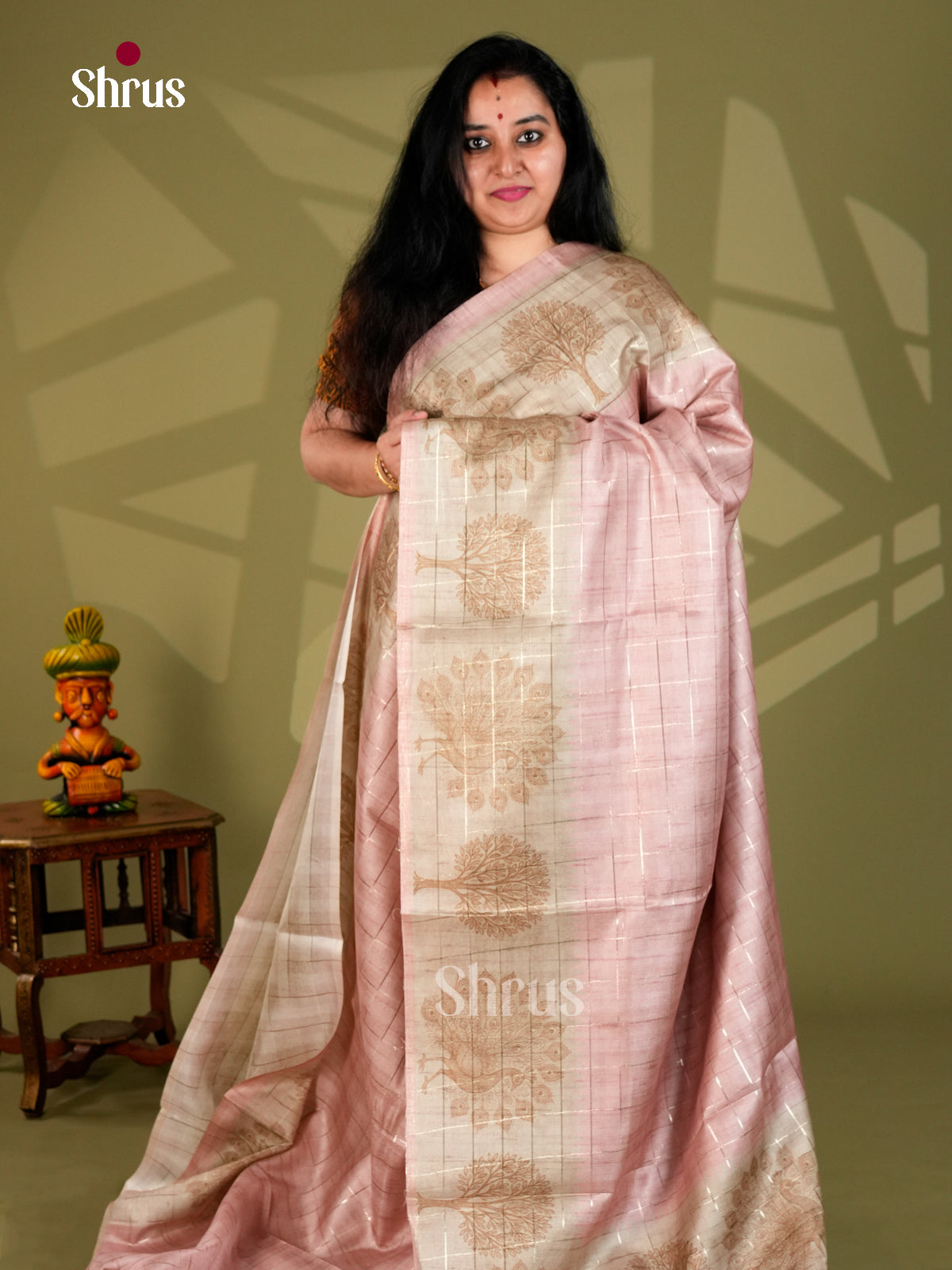 Linen Cotton Saree - ECS12091 - Shop on Shrus.com