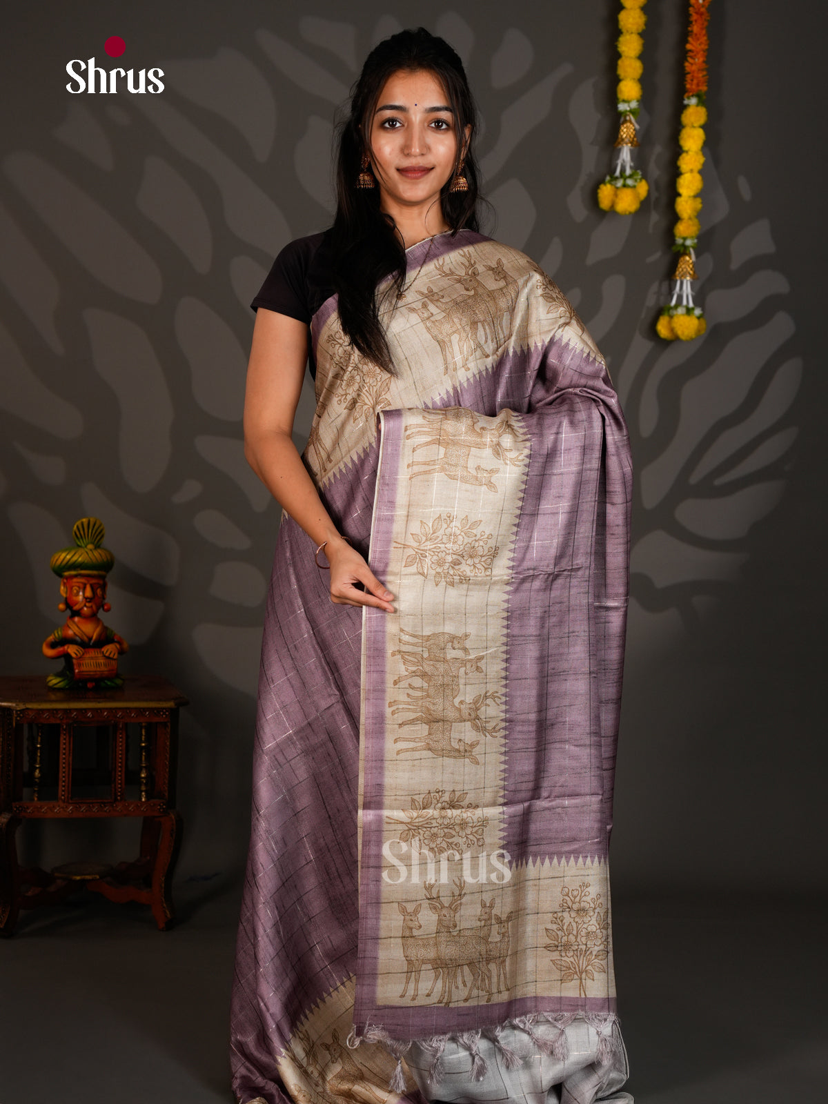 Linen Cotton Saree - ECS12103 - Shop on Shrus.com