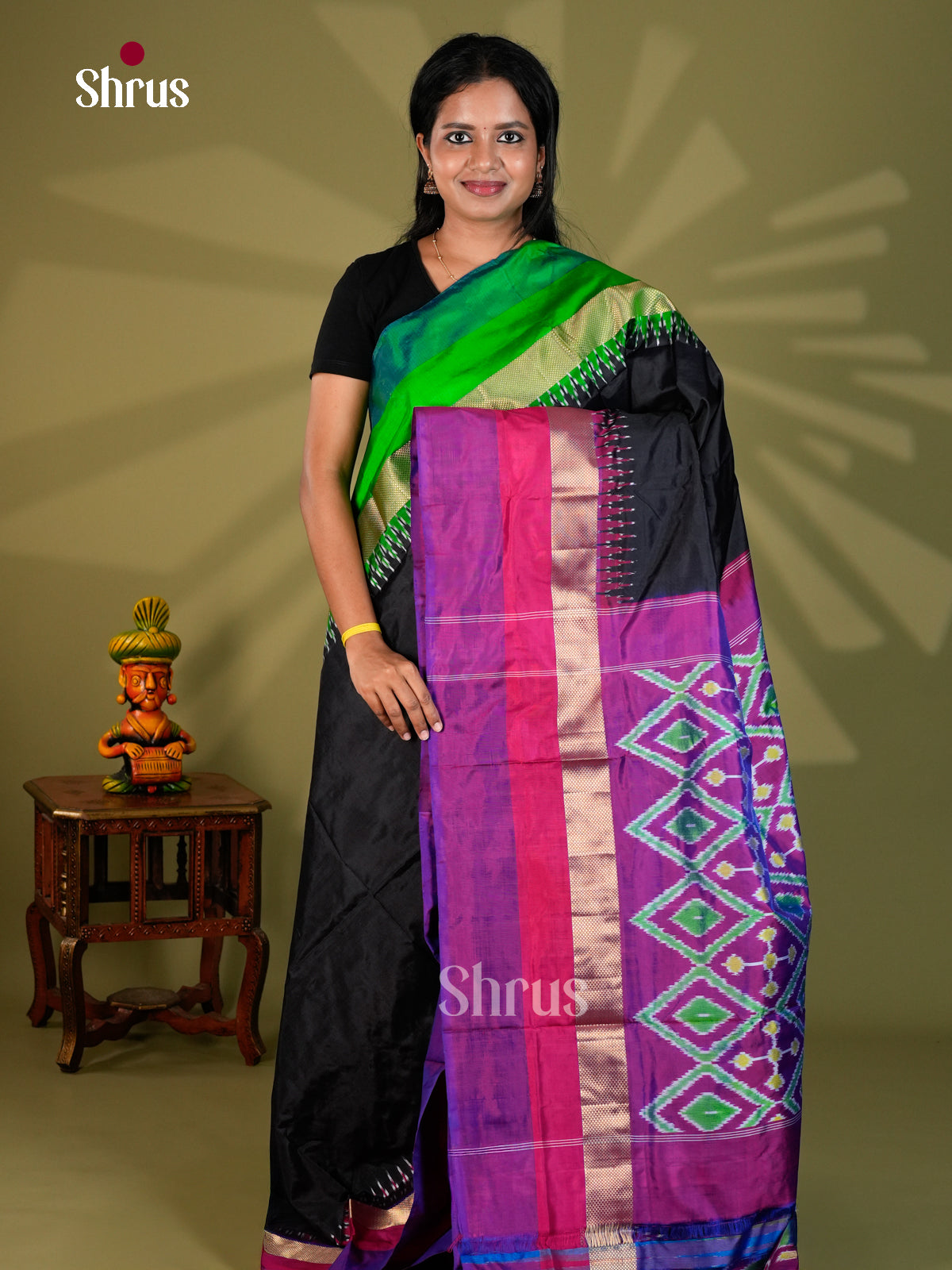 Ikkat Silk Saree - ECS16003 - Shop on Shrus.com