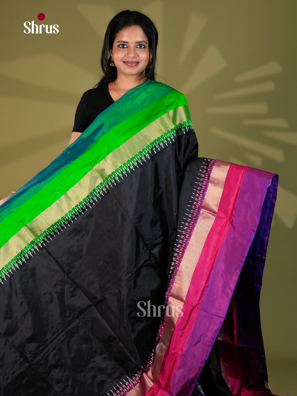 Ikkat Silk Saree - ECS16003 - Shop on Shrus.com