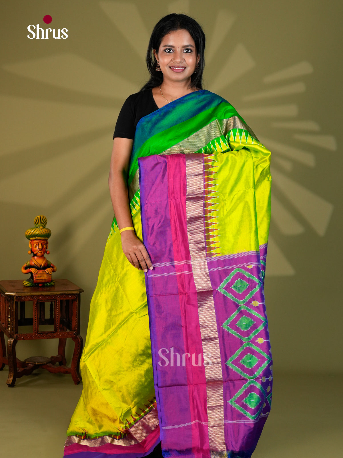 Ikkat Silk Saree - ECS16004 - Shop on Shrus.com