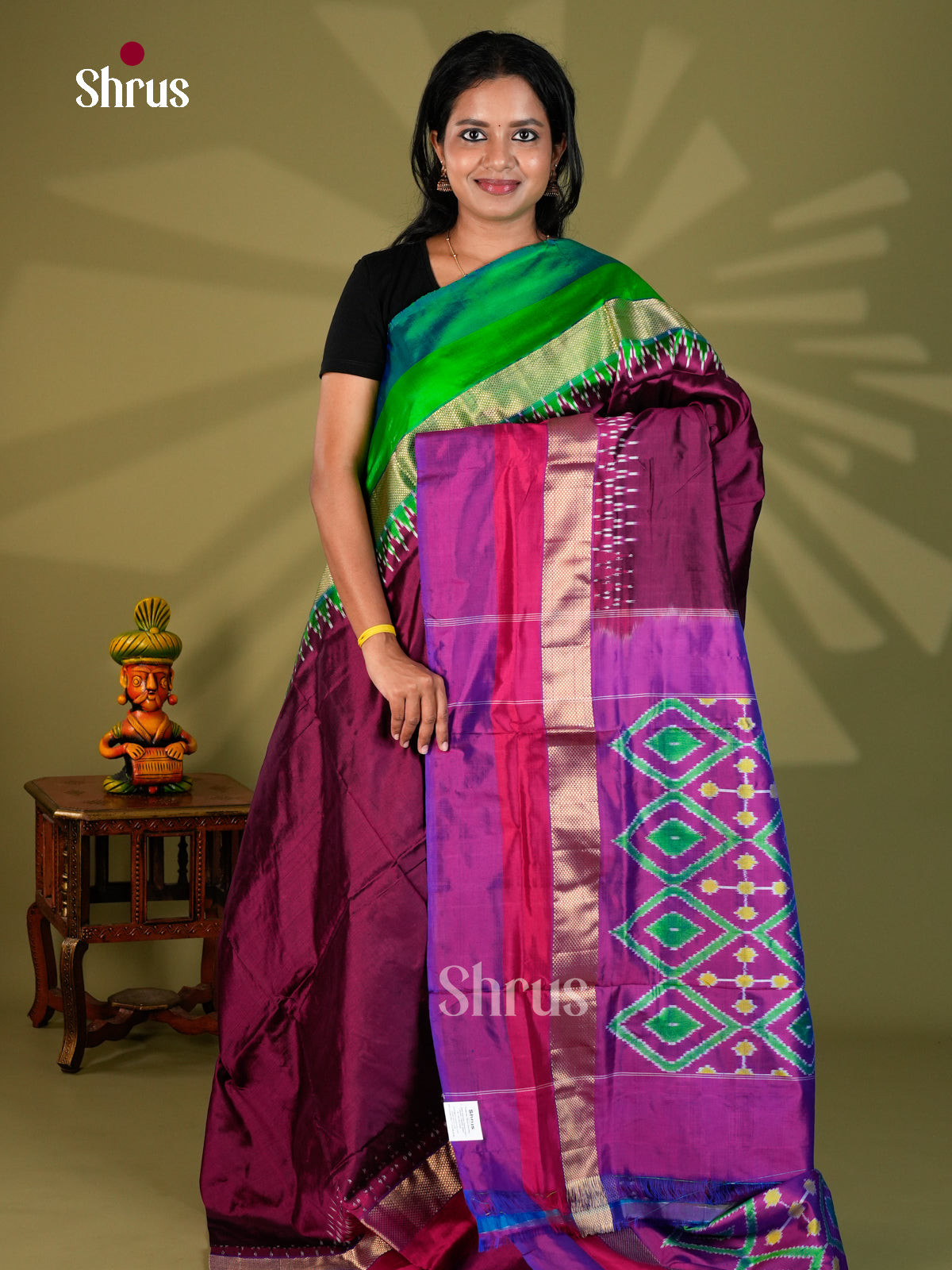 Ikkat Silk Saree - ECS16005 - Shop on Shrus.com