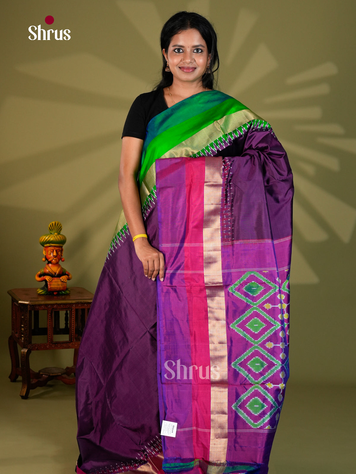 Ikkat Silk Saree - ECS16006 - Shop on Shrus.com