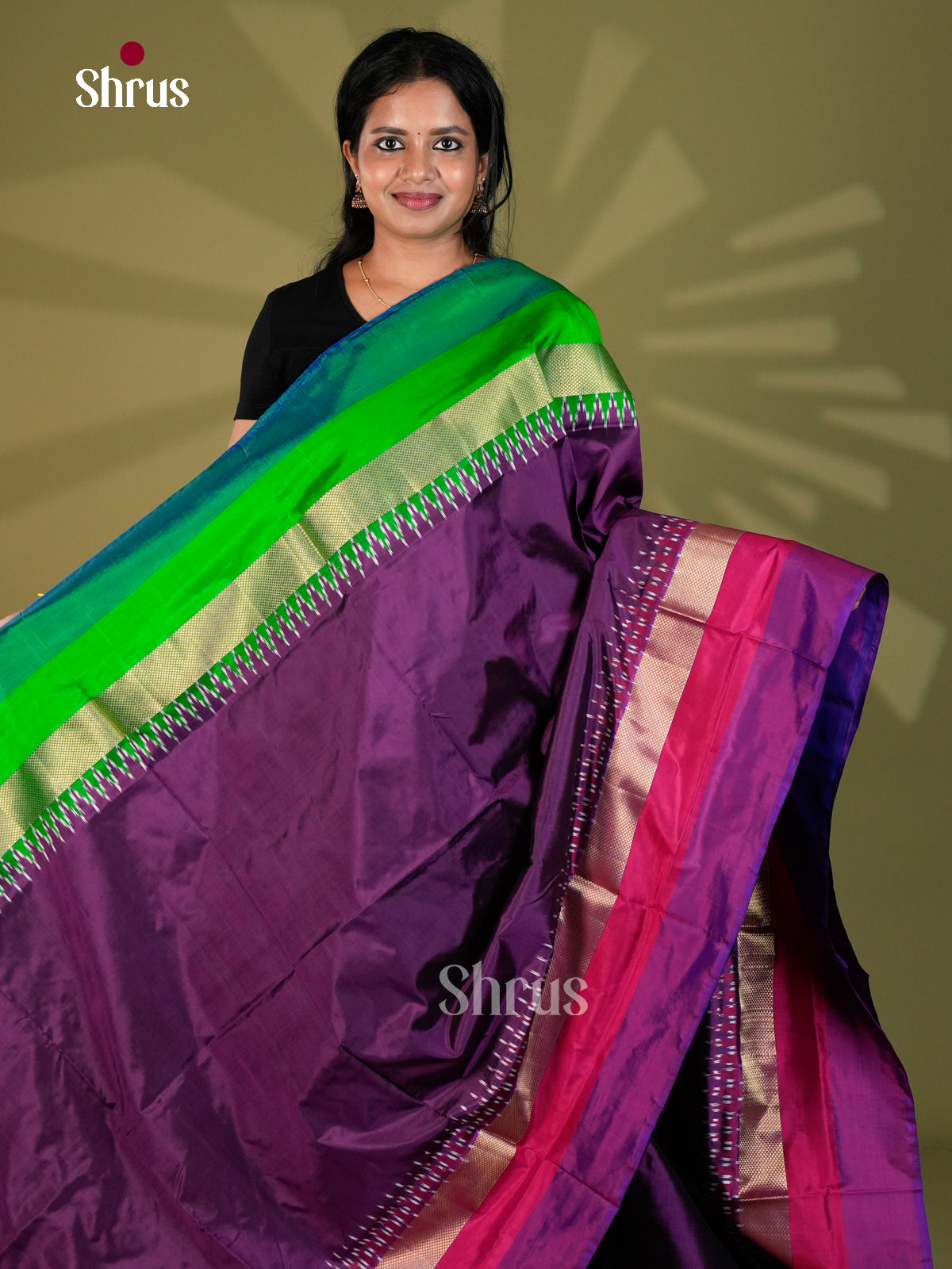Ikkat Silk Saree - ECS16006 - Shop on Shrus.com