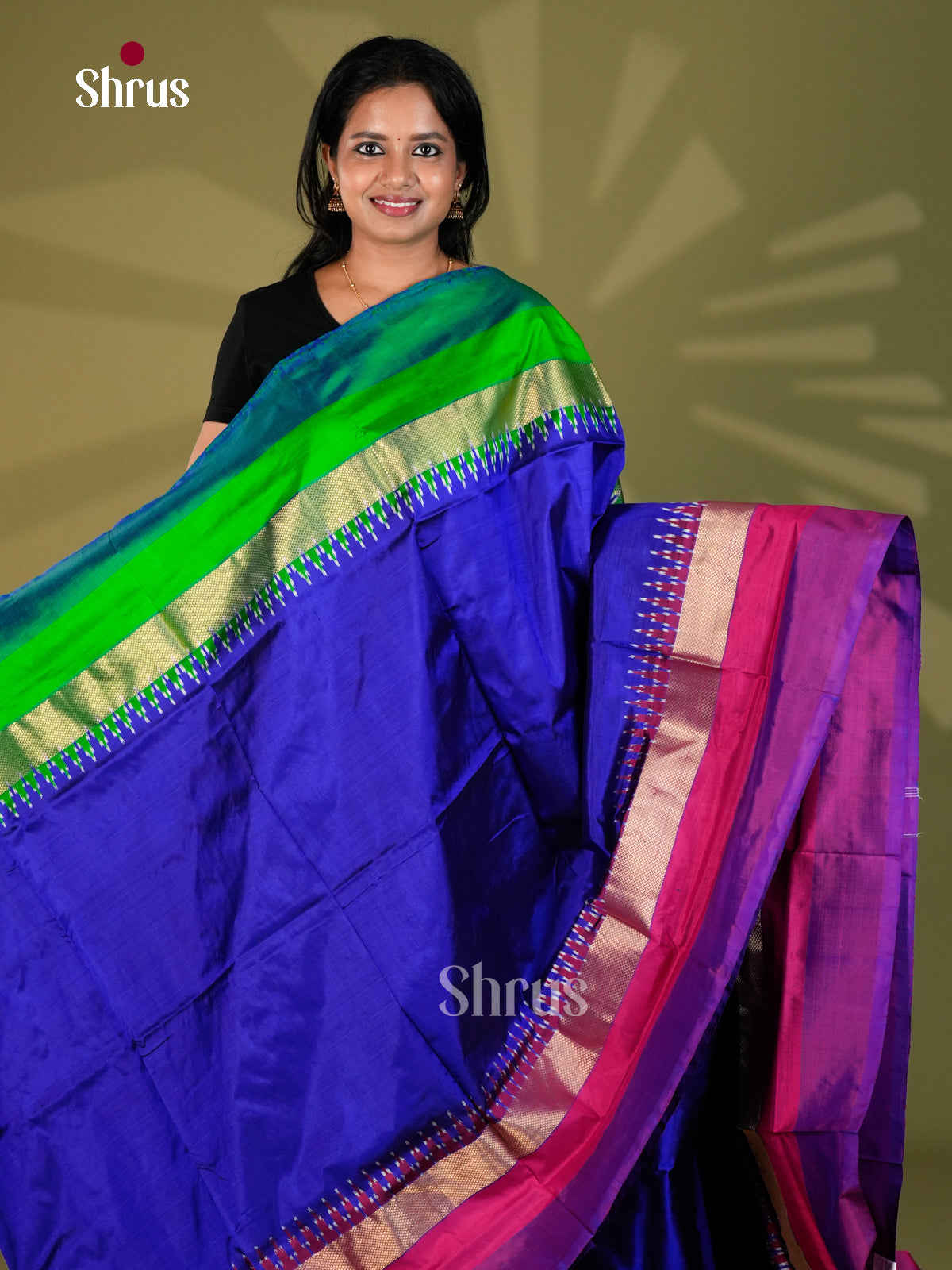 Ikkat Silk Saree - ECS16007 - Shop on Shrus.com