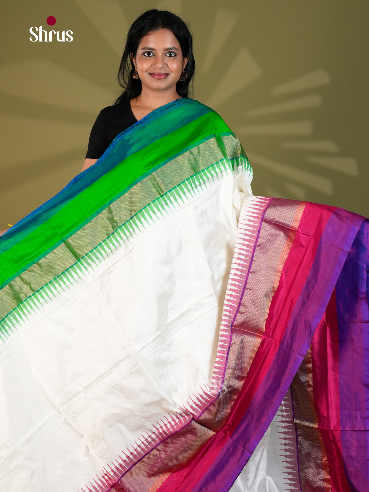 Ikkat Silk Saree - ECS16009 - Shop on Shrus.com
