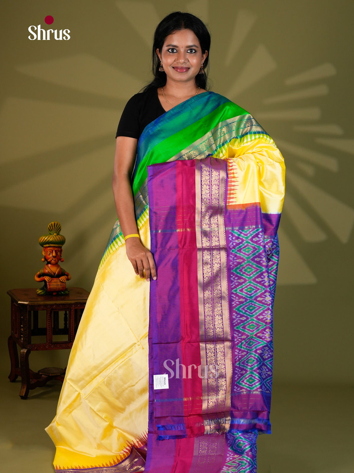 Ikkat Silk Saree - ECS16015 - Shop on Shrus.com