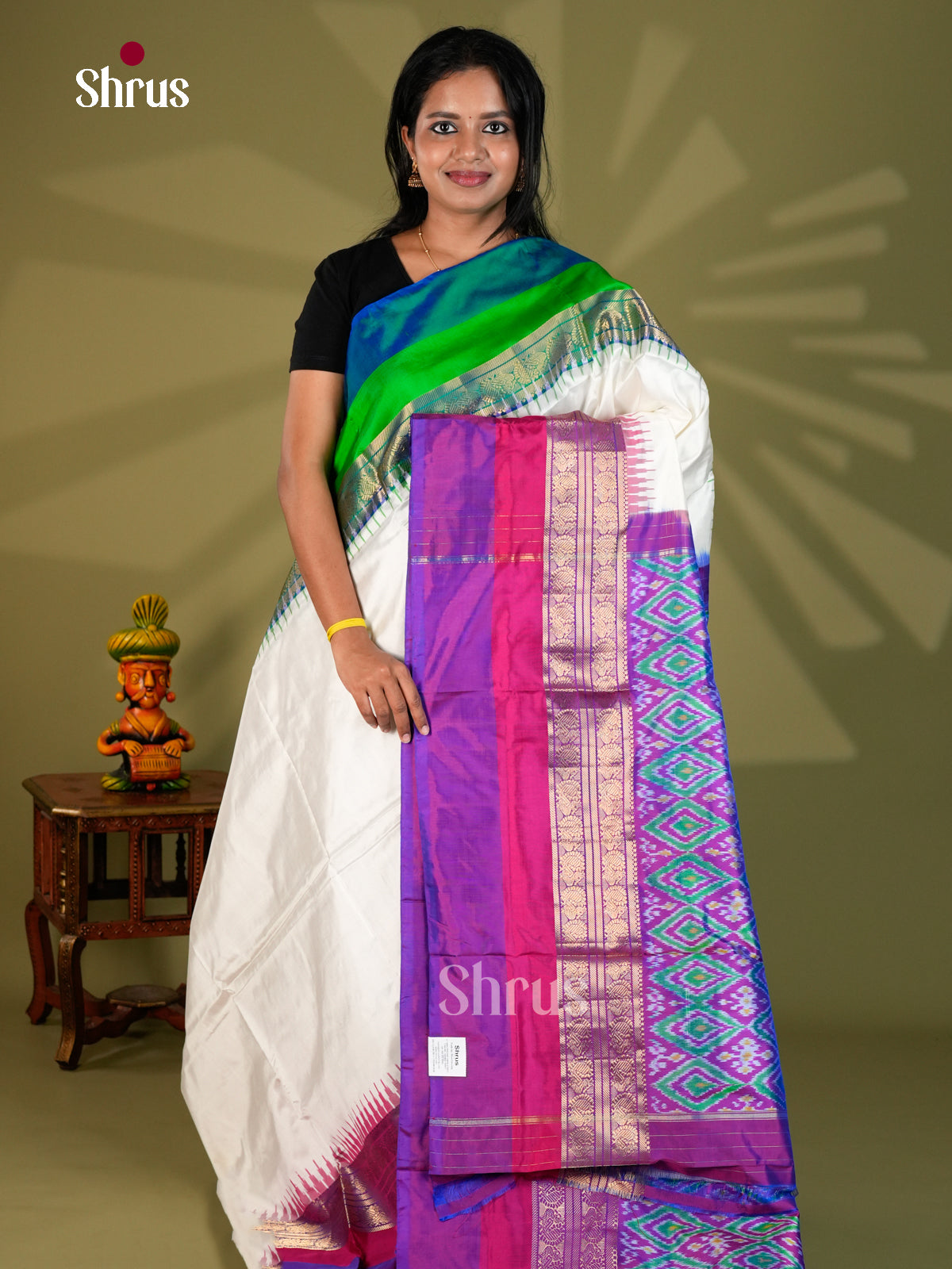 Ikkat Silk Saree - ECS16016 - Shop on Shrus.com