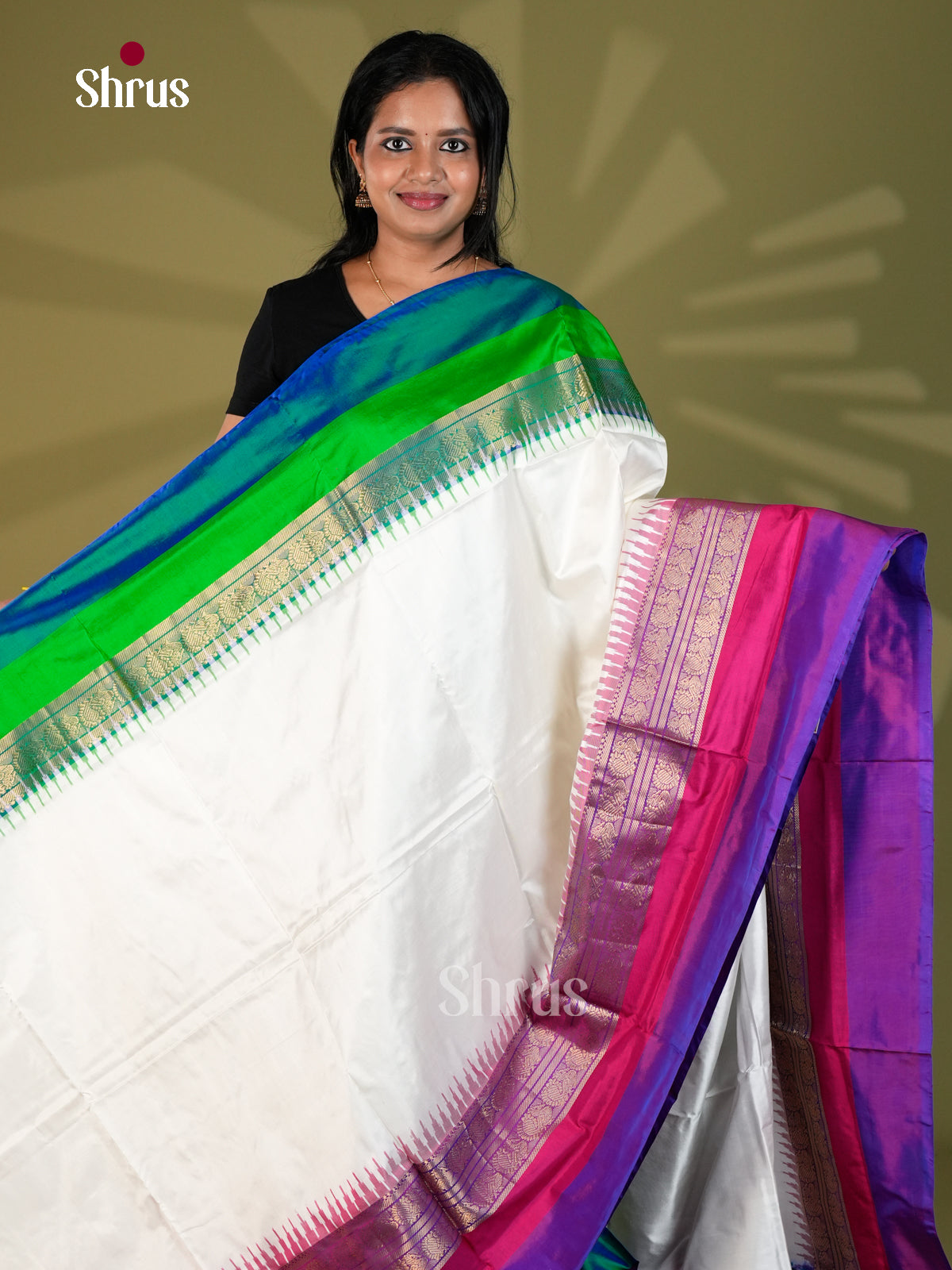 Ikkat Silk Saree - ECS16016 - Shop on Shrus.com