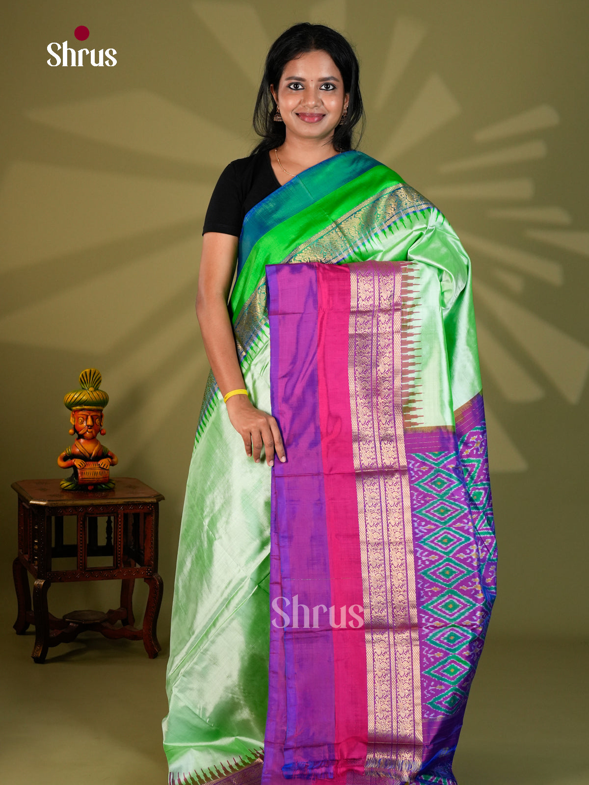 Ikkat Silk Saree - ECS16017 - Shop on Shrus.com