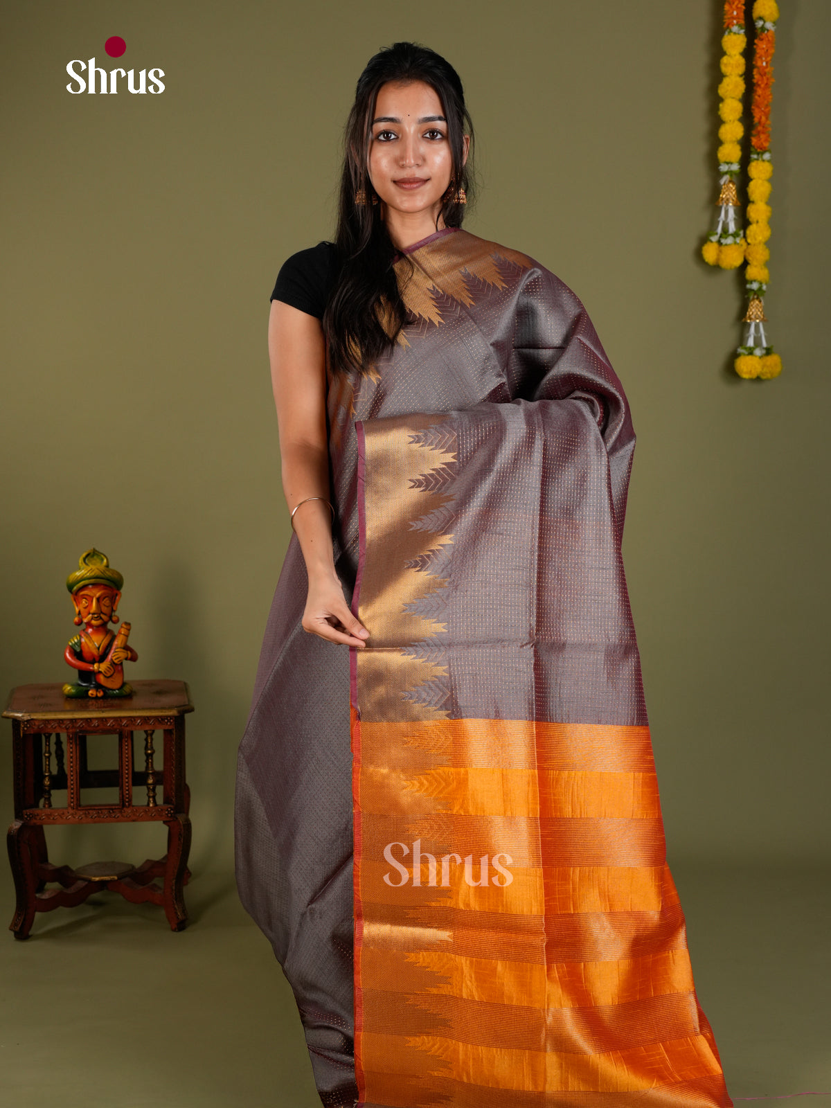 Semi Rawsilk Saree - ECS20025 - Shop on Shrus.com
