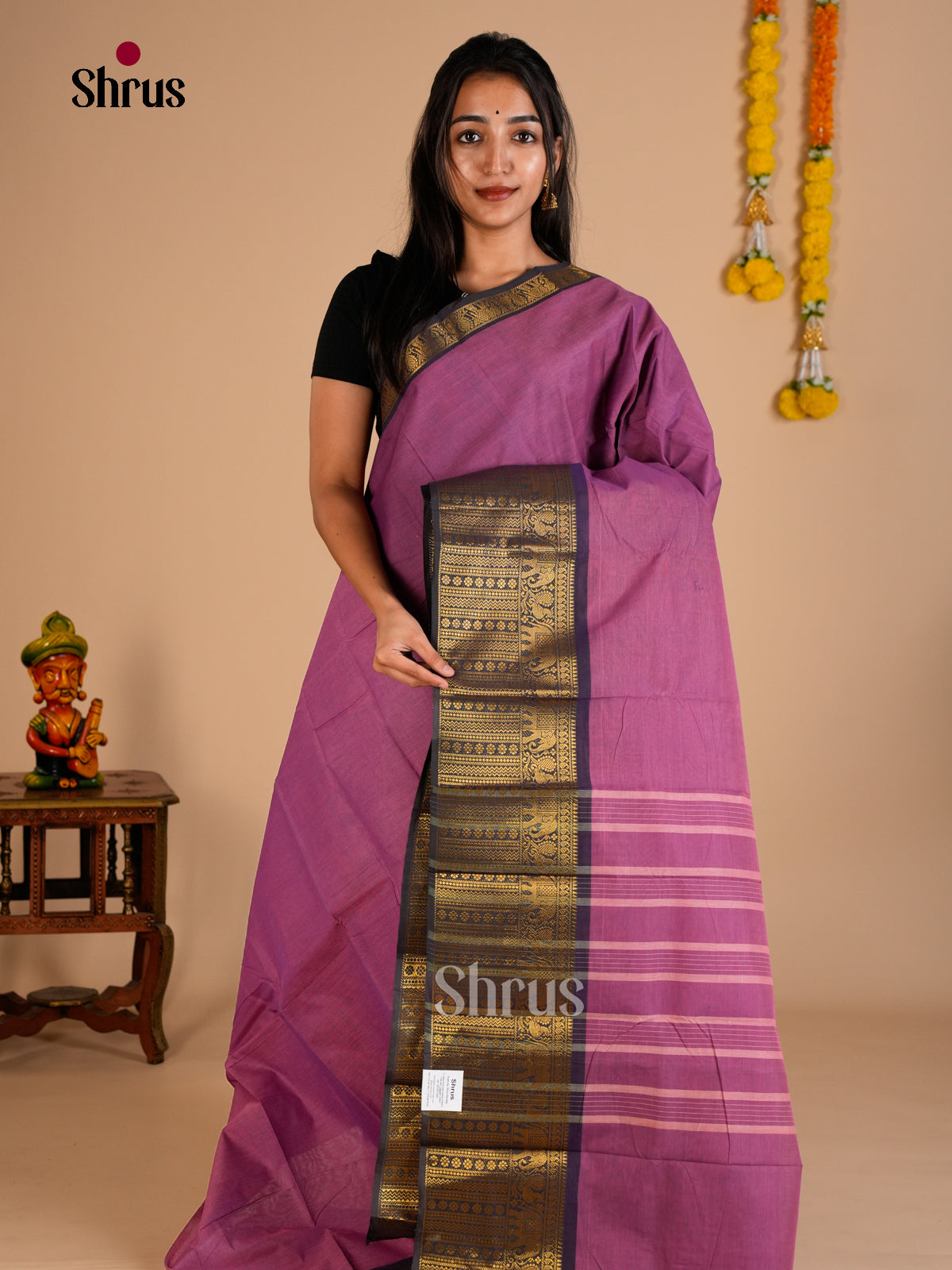 Chettinad Cotton-Without Blouse Saree - ECS26122 - Shop on Shrus.com