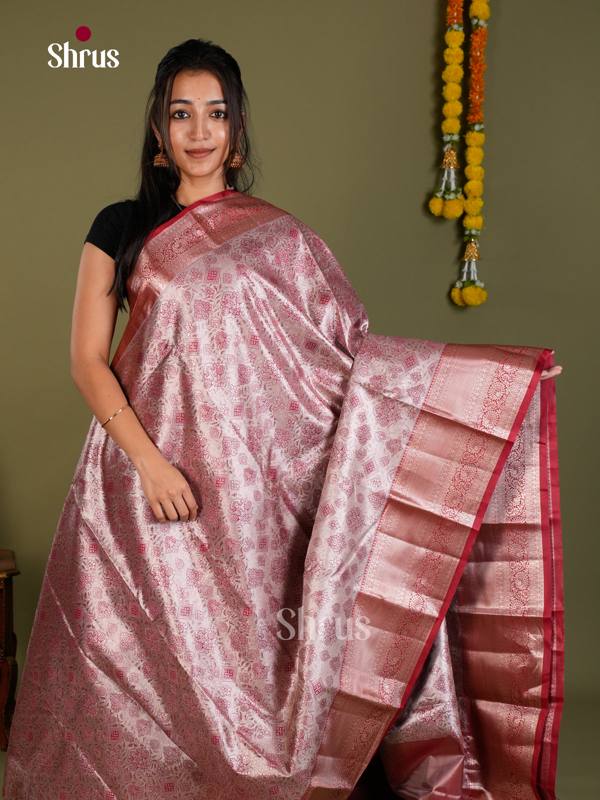 Kanchipuram-halfpure Saree - EDS15035 - Shop on Shrus.com