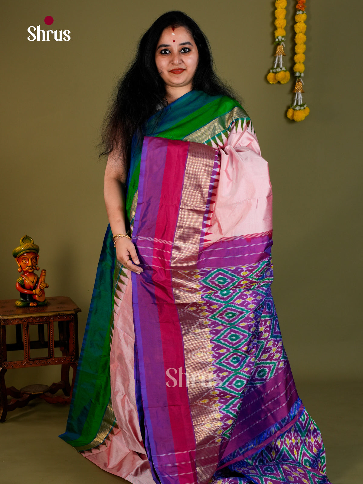 Ikkat Silk Saree - EDS18117 - Shop on Shrus.com