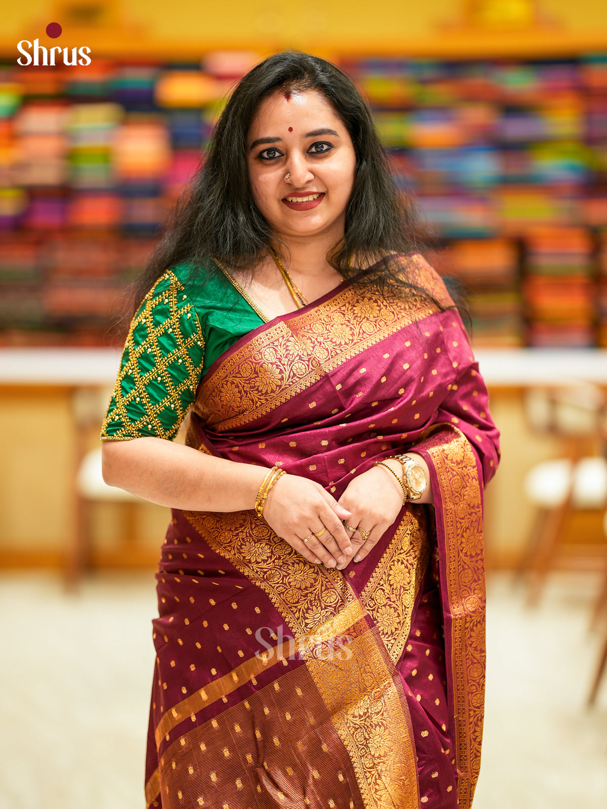 Semi Rawsilk Saree - EES04036 - Shop on Shrus.com